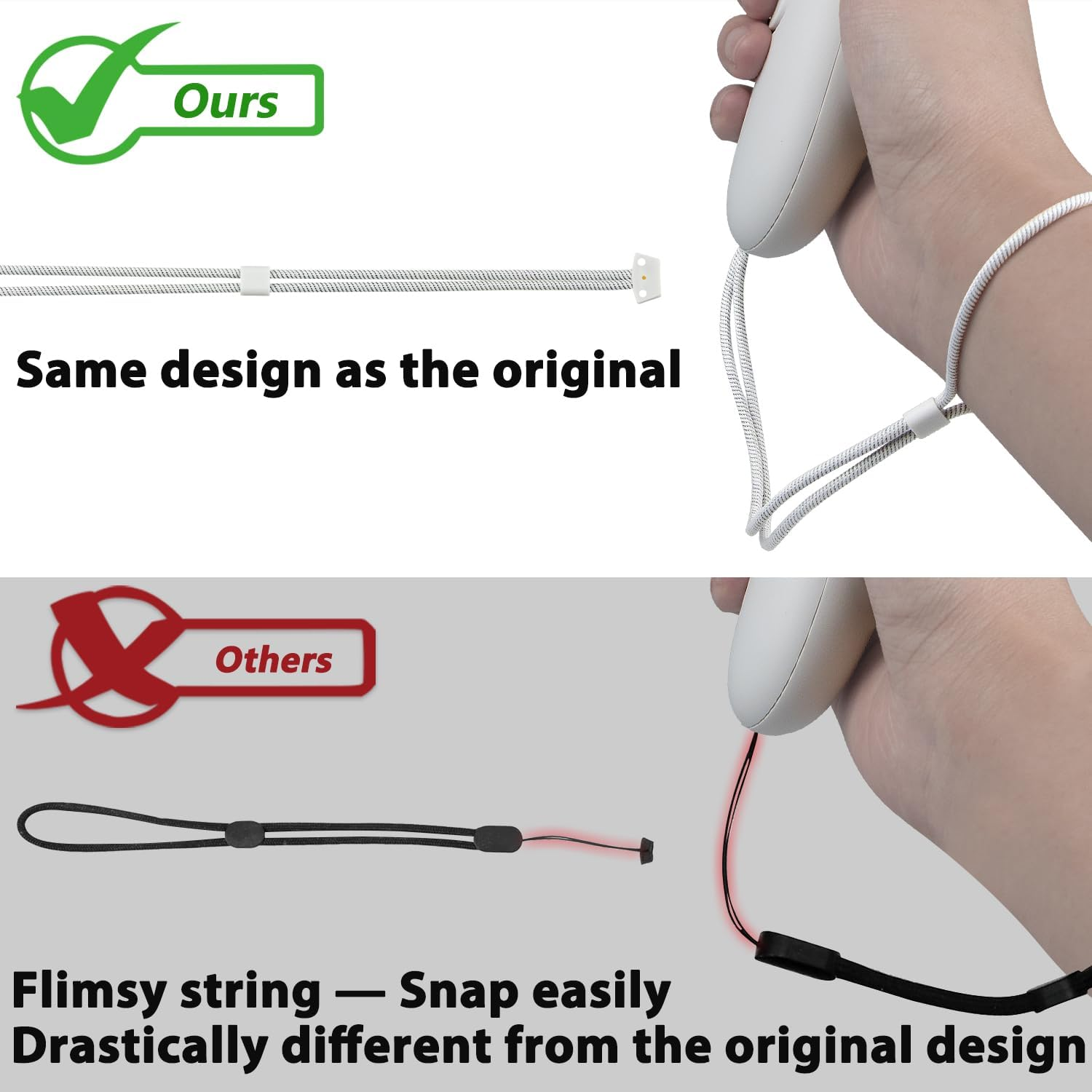 SOULWIT 1 Pair Upgraded Replacement Wrist Straps for Oculus Quest3/Quest 3, Durable & Adjustable Controller Hand Straps for Meta Quest3S/Quest 3S, Easy DIY Installation - White image number 5