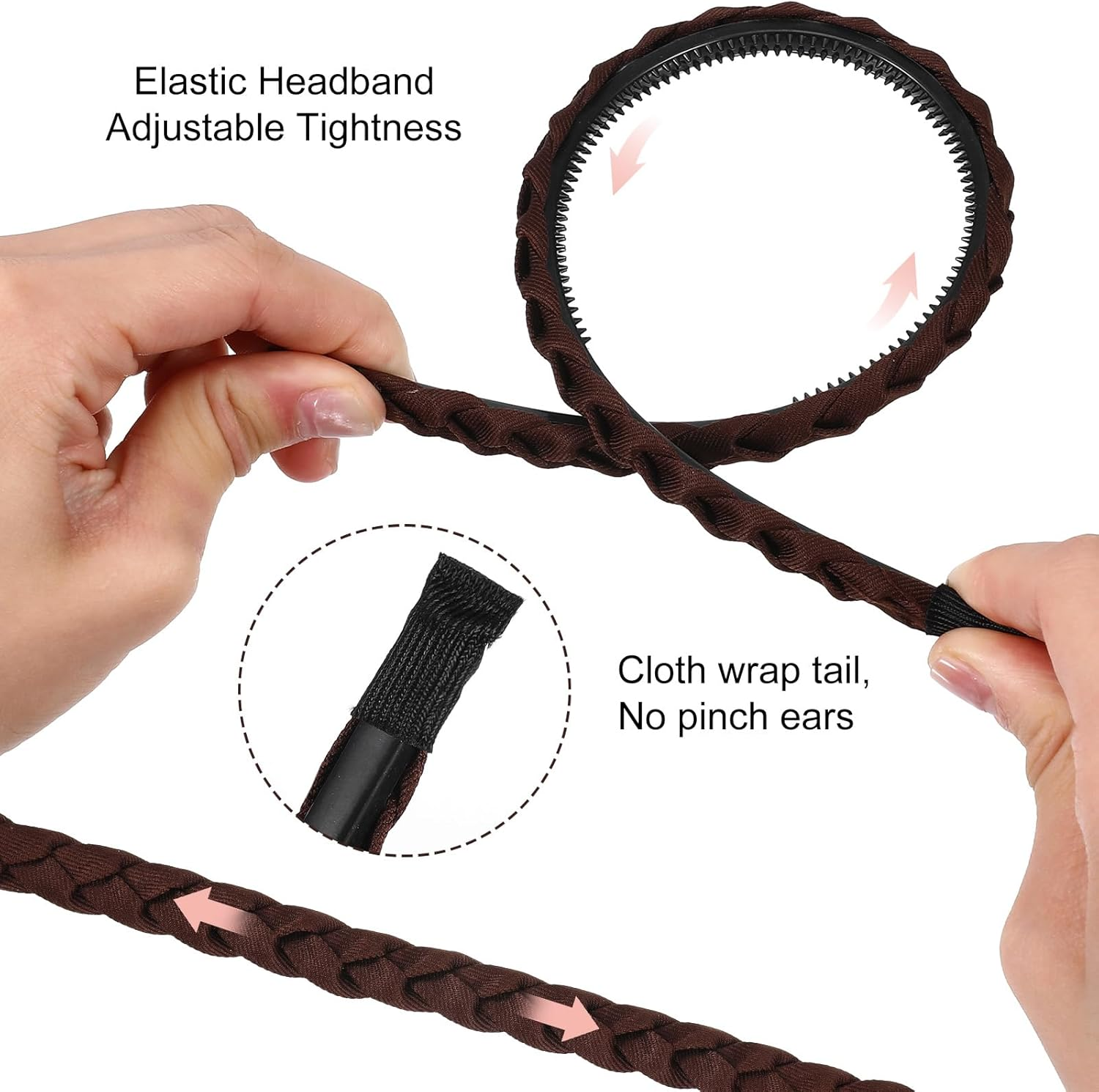 Gjinxi 6 Pack Braided Headbands for Women&Girls, Thin Headbands Non-Slip Head Bands for Women'S Braid Headband with Teeth Fashion Head Band Flexible Hairbands with Fabric Twisted Boho Hair Accessories image number 2