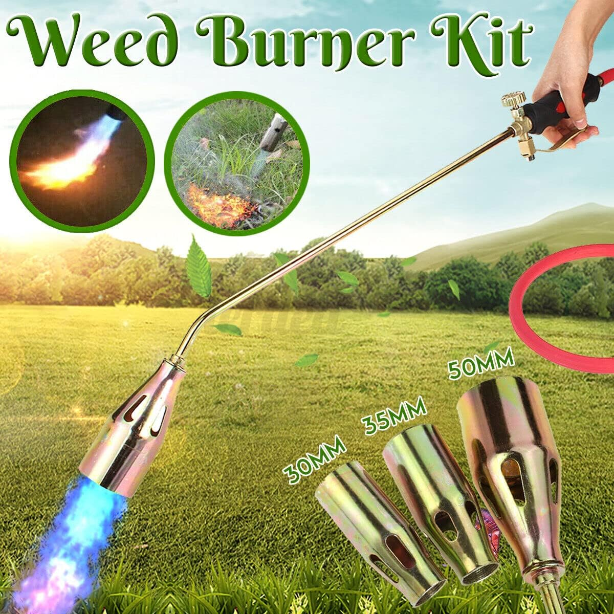 3 Nozzles Propane Butane Torch Weed Burner Weed Torch Gas Blow Torch Head for Burning Weed, Roof Insulation and Roads Paint Removal (Propane Butane Not Included) image number 5