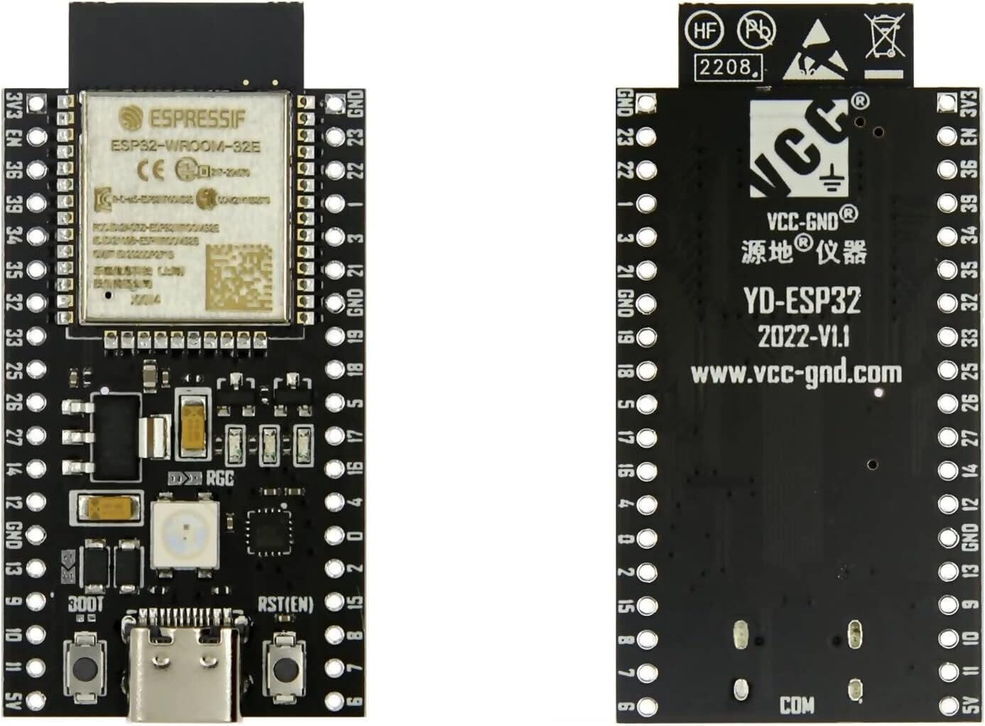 ESP32-WROOM-32E Board, 16Mb(128Mbit) Flash, Wifi, Bluetooth, USB Type C, PCB Antenna (2 Boards) image number 6