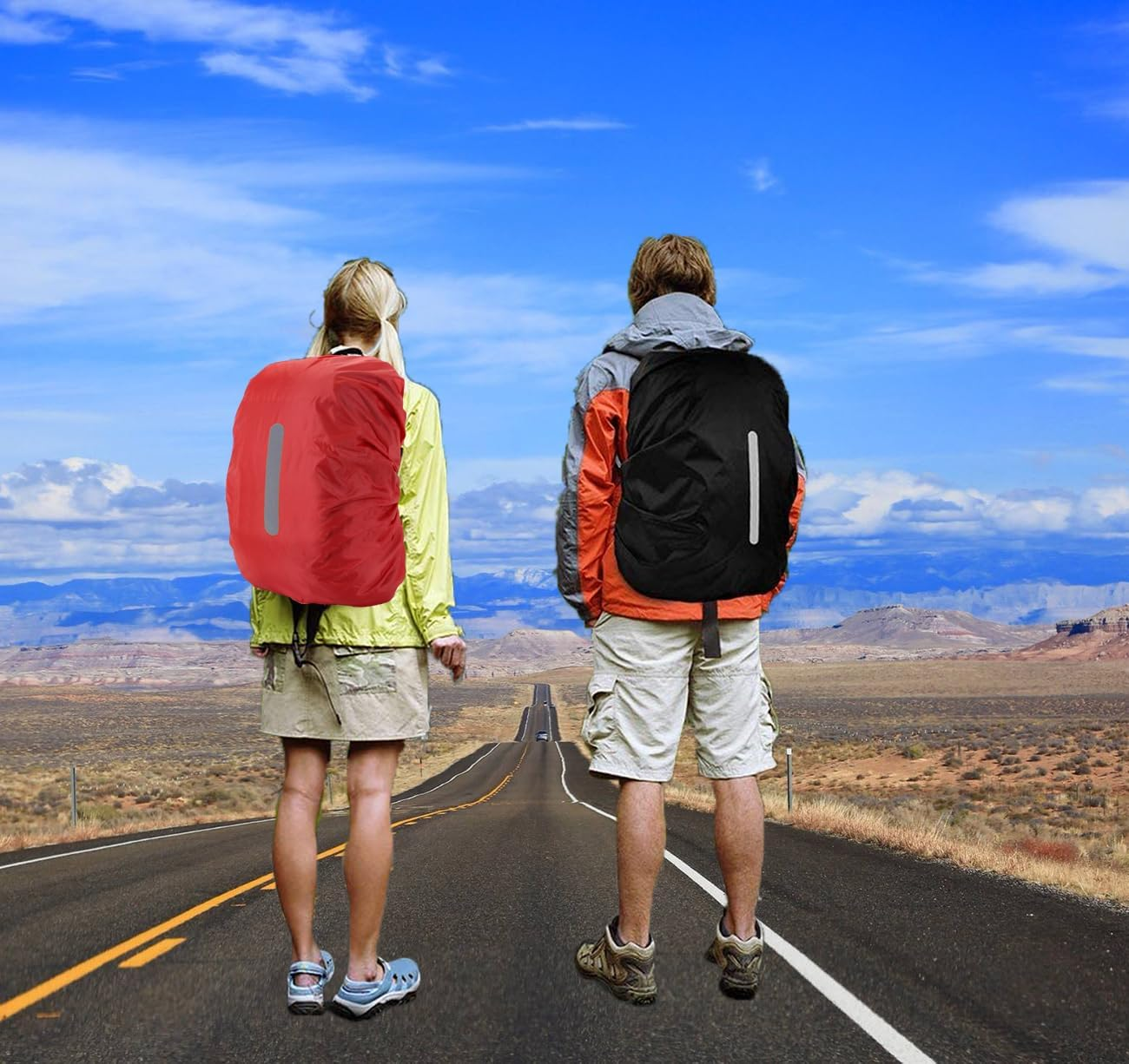 MOPHOEXII 2 Pack Waterproof Rain Cover for Backpack, Backpack Rain Cover with Reflective Strip，Rucksack Rain Cover for Bicycling/Hiking image number 5