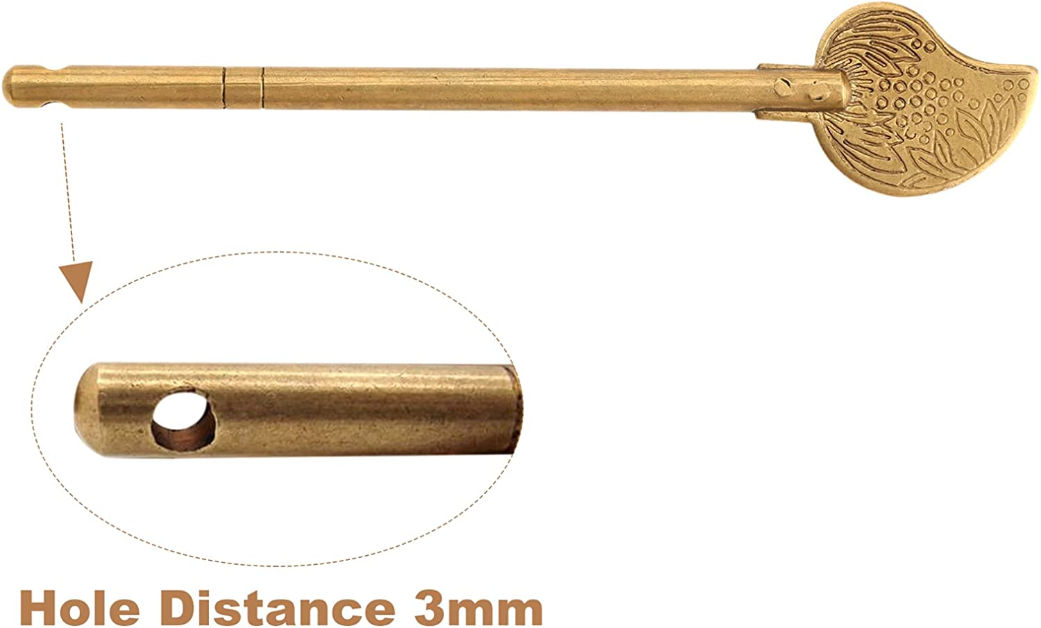 Dophee Chinese Leaf Bolt Locking Pin, Safety Pure Brass Key Latches Locking Arm Deadbolt for Asian Style Cabinet Door Chest Furniture Hardware Locking up Files, 11Cm/4.33" image number 6