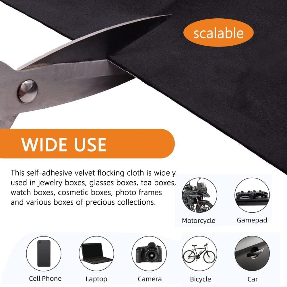 Fabric Wrap Self Adhesive Suede, Premium Suede Adhesive Stretch Film Sticker Luxurious Look for Furniture Upholstery DIY Car Interior 16In X 59In, Black image number 3