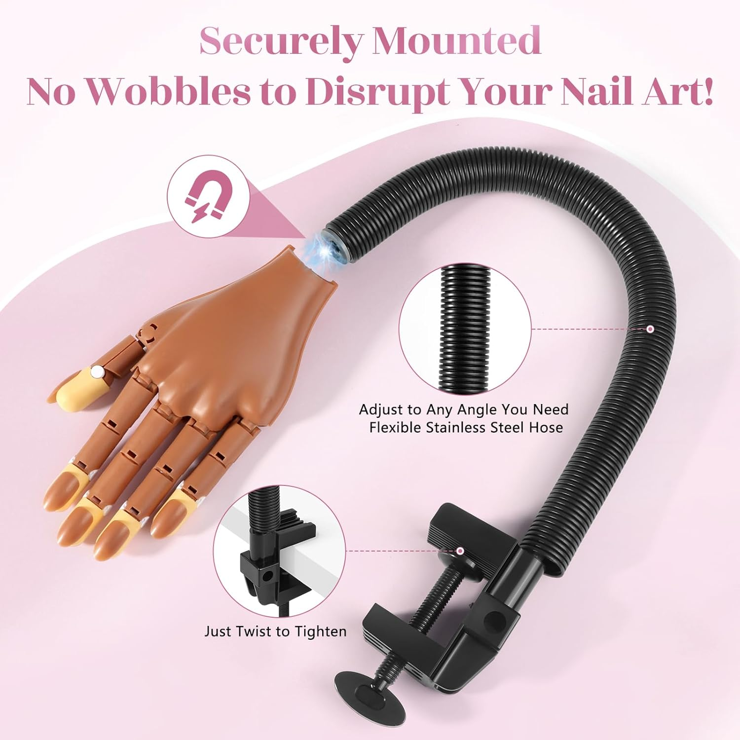 Magnetic Practice Hand for Acrylic Nails: Flexible Fake Hand Manicure Training Hand with Strengthen Nail Tips - Mannequin Hand Nail Kit for Beginners image number 2