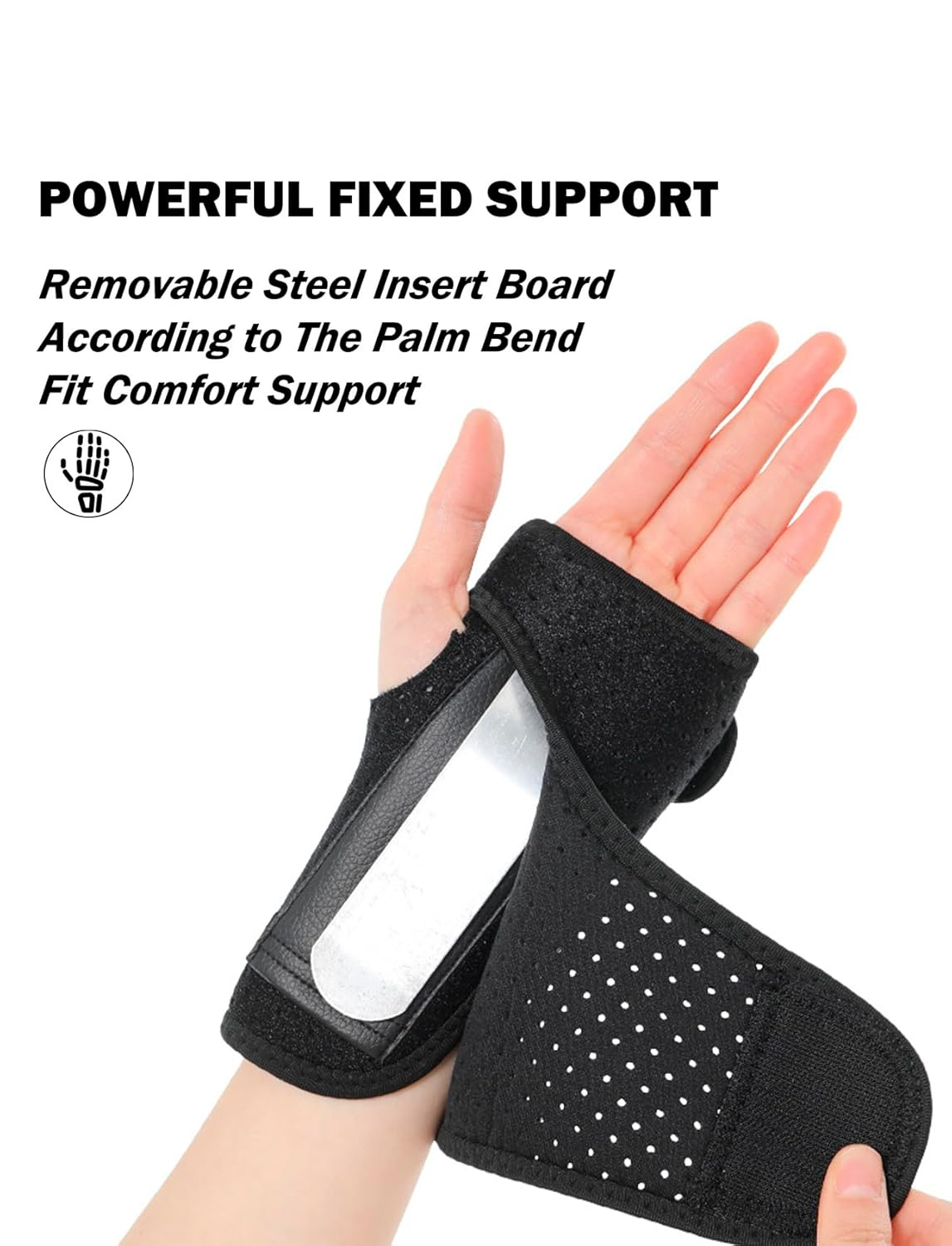 Rolxmed Wrist Brace Splint for Sprain Fixator Relief, Adjustable Support with Breathable Neoprene Material, Day/Night Fix for Women & Men, Fit Right or Left Hand, Arthritis, Tendonitis, Carpal Tunnel, Strain (One Size, Left Hand)
