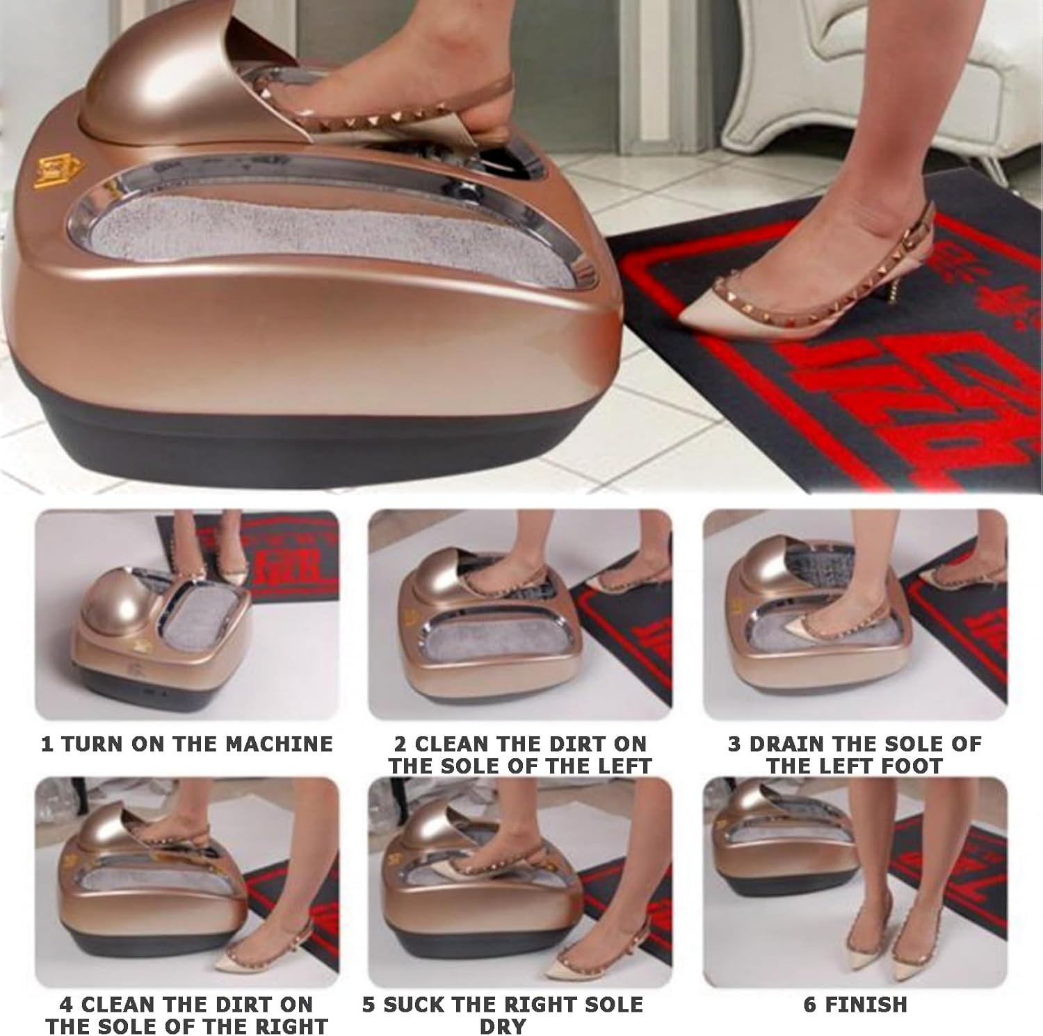 Sole Cleaning Machine, Smart Shoes Sole Cleaner, Fully Automatic Shoe Sole Cleaning Machine, No Shoe Covers Required Household Shoes Cleaning Equipment, Intelligent Automatic Induction Shoe Cleaner image number 3