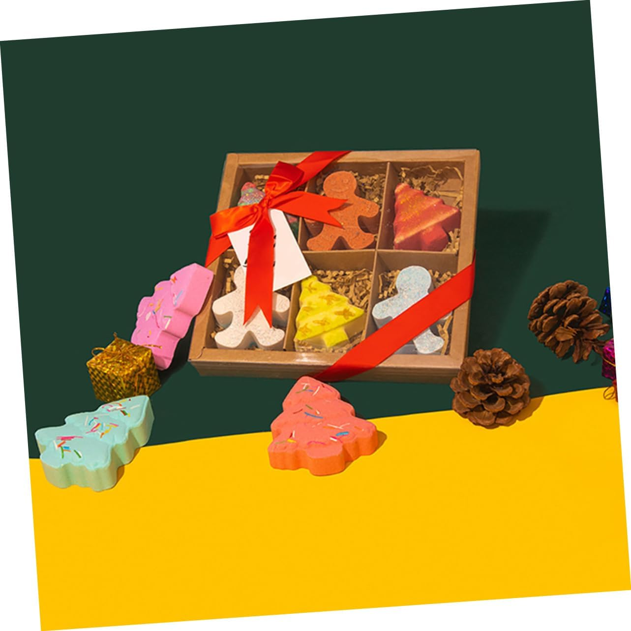 6Pcs Christmas Gingerbread Man Bath Salt Balls Aromatherapy Bathing for Portable Travel Friendly Bubble Bath for All Ages