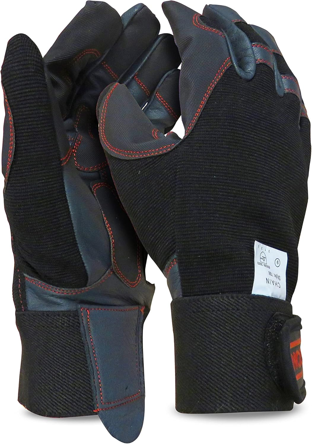 OREGON 295395 4 Way Stretch Leather Chainsaw Protective Glove (Medium (9)),Black image number 3