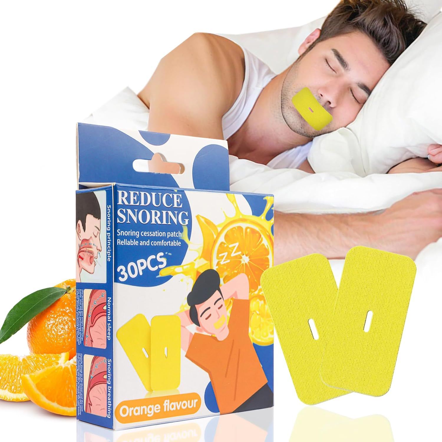 Sleep Mouth Tape - Breathable Sleep Tape Allows You to Sleep through the Night and Effectively Stops Snoring, Mouth Tape for Sleeping-30Pc (Fruity Orange Flavor)