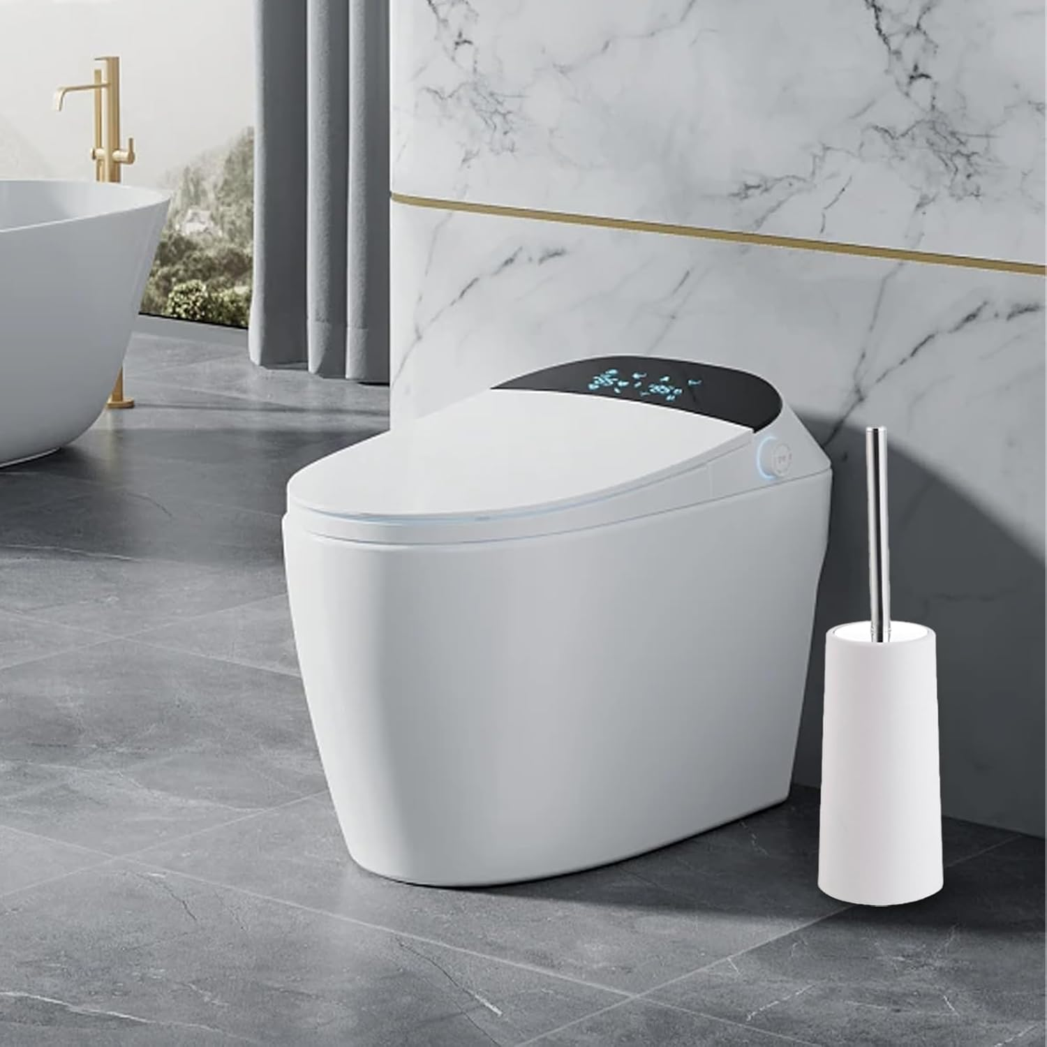 Topsky Toilet Brush, Toilet Bowl Brush and Holder, Toilet Brushes for Bathroom, Compact Toilet Bowl Cleaner Brush with Storage (White) image number 2