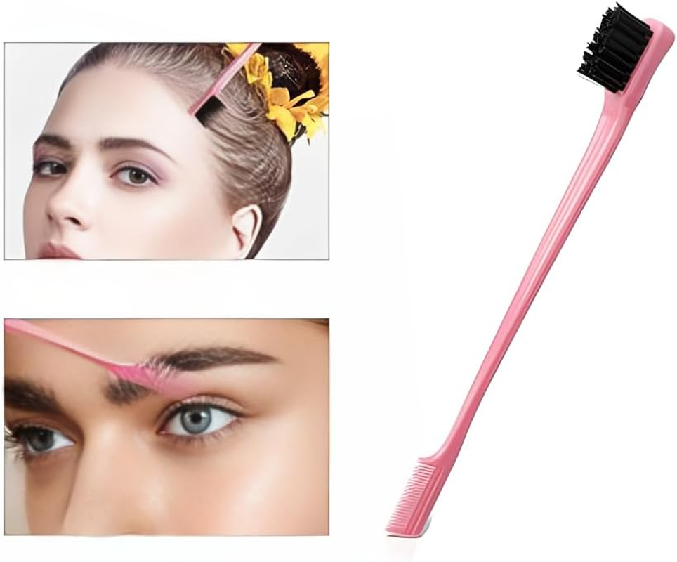 Slick Back Hair Brush Set Bristle Hair Brush Teasing Comb for Women Hair,Bristle Hair Brush Used to Remove Hair and Debris 3Pcs(Pink) image number 2