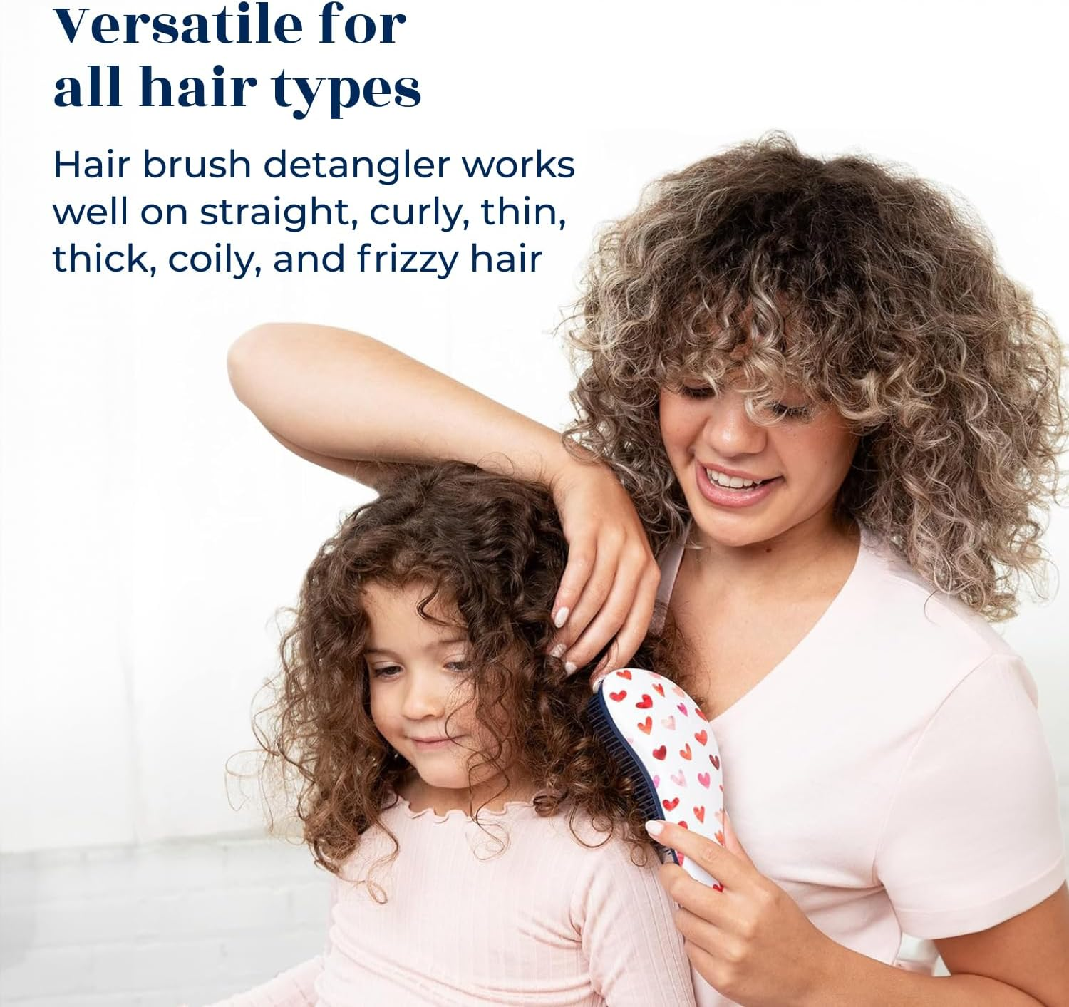 Crave Naturals Glide Thru Detangling Hair Brush for Adults and Kids Hair - Detangler Brush for Curly, Straight, Wet or Dry Hair - Hairbrush for Men and Women - Pink Hearts image number 6