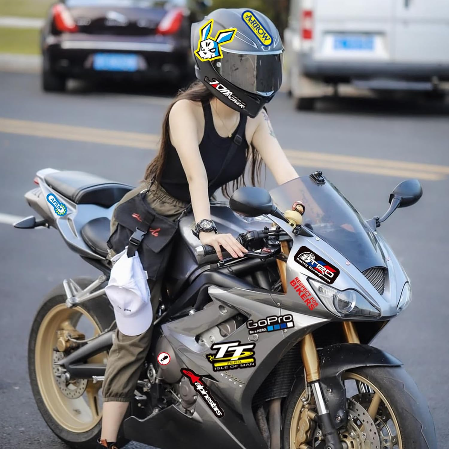 PANYI 3 Pack Motorcycle Sticker, Racing Style, Fox Pattern, Waterproof, Glossy Finish, Suitable for Motorcycles, Cars, Helmets Etc