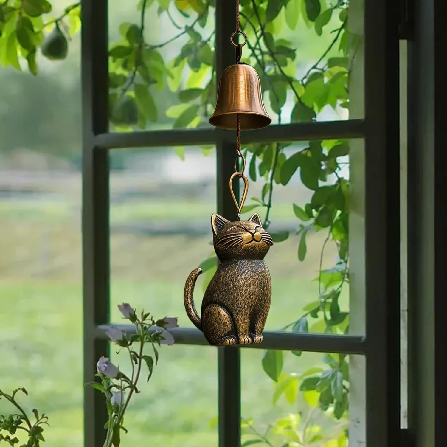 Animal Wind Chimes | Garden Cat Ornament Wind Chime | Elegant Animals Statue Decor outside Bells Pendant for Yard Home Balcony - C image number 2