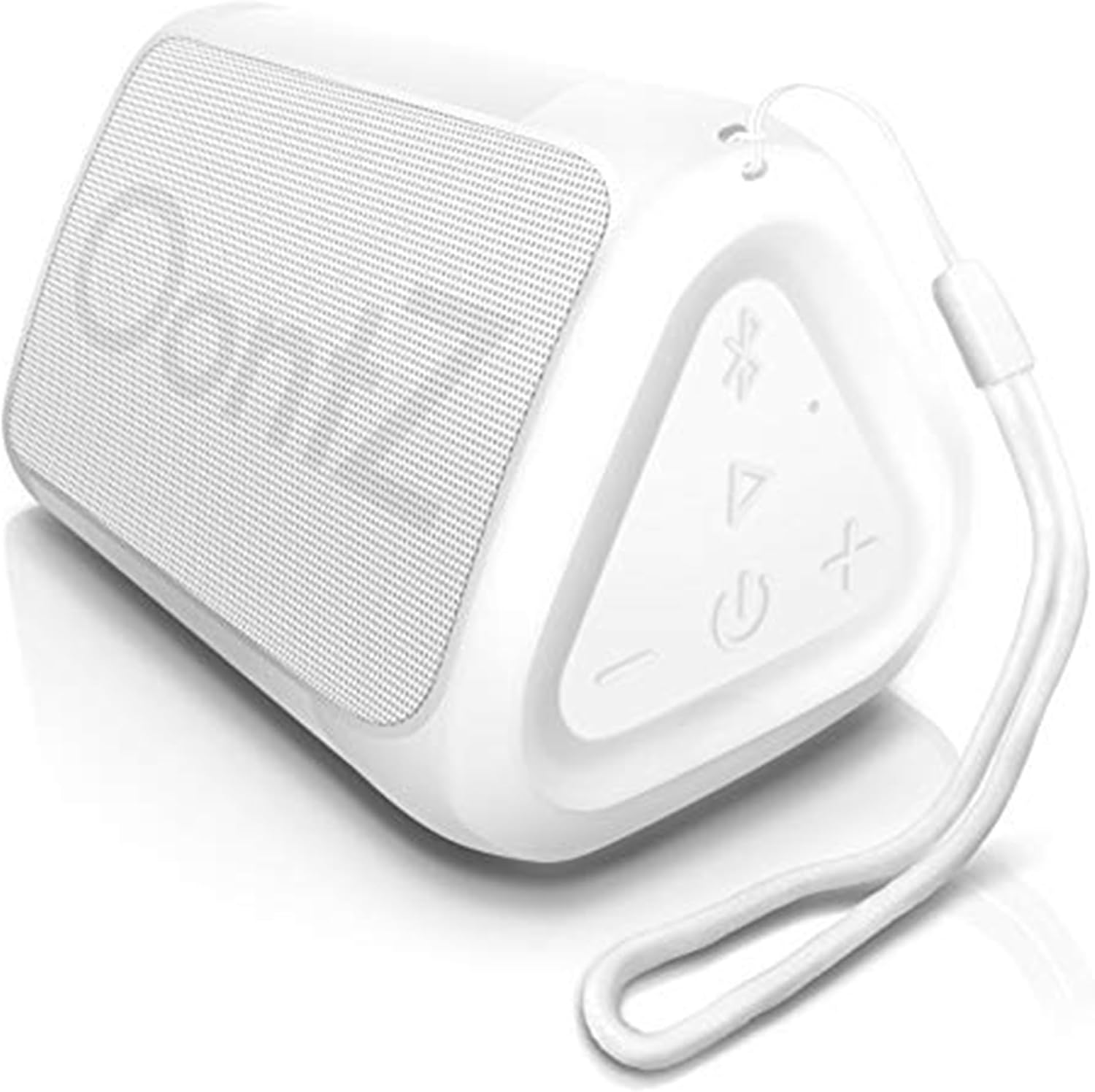 Oontz Angle Solo : Super Portable Bluetooth Speaker Compact Size Delivers Surprisingly Loud Volume Bass 100' Wireless Range, IPX-5 Splashproof Perfect Travel Speaker White Lanyard