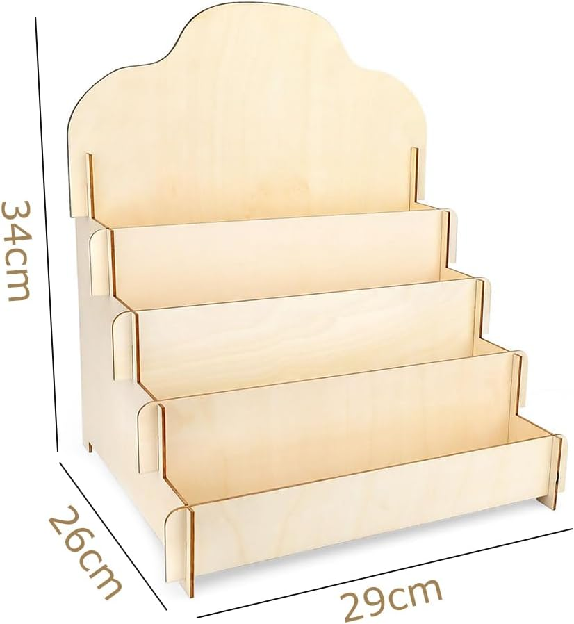 4-Tier Greeting Card Holder with Durable Material, Wooden Card Display Stand, Portable Cardboard Sticker Display Rack, Photo Card Organizer Stand, Suitable for Collector, Pictures, Brochure image number 1