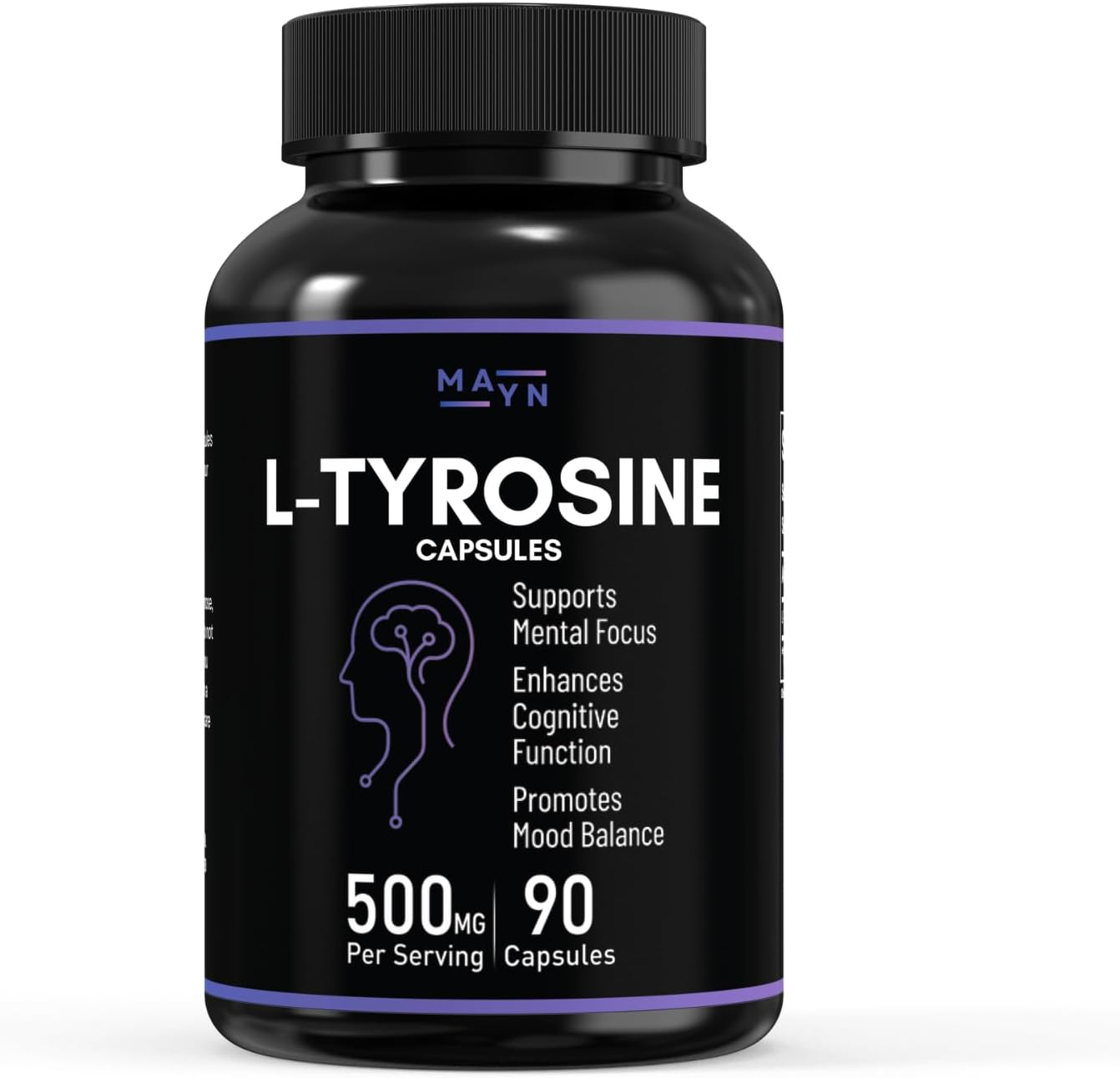L-Tyrosine 500Mg &ndash; 90 Vegan Capsules | Non-Gmo, Gluten-Free, No Fillers | Dietary Supplement for Adults by MAYN image number 2