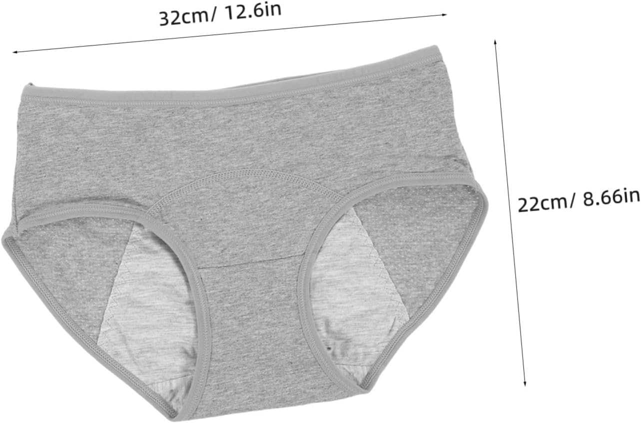 Heavy Flow Leakproof Women Cotton Briefs High Waist Postpartum Period Panties Breathable Comfortable Underwear for Sensitive Skin Grey image number 6