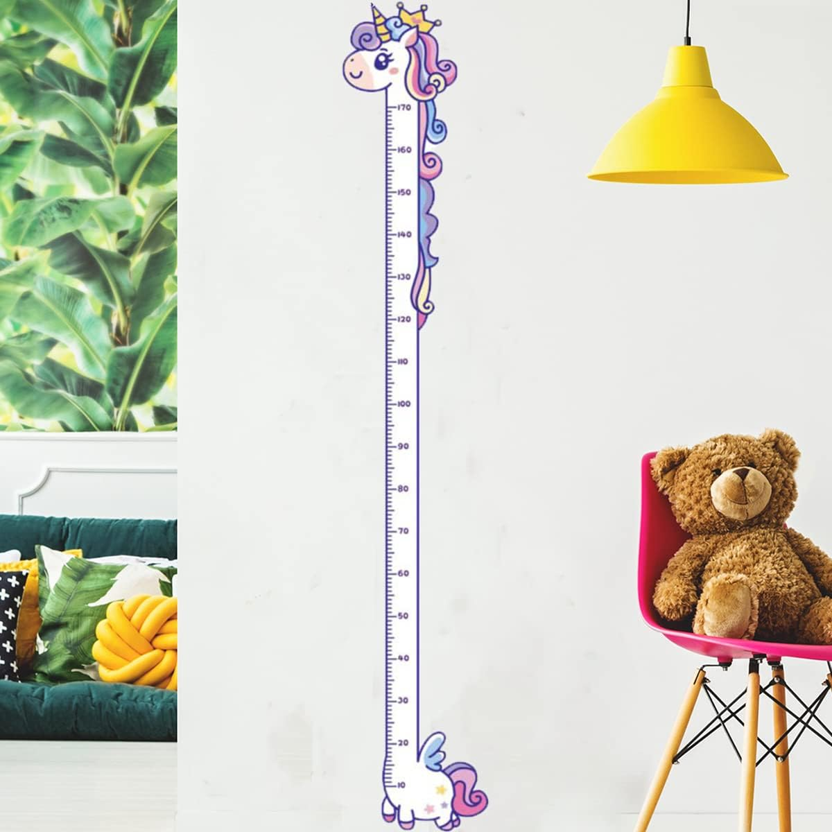 Vinyl Peel and Stick Growth Chart Sticker Cute Unicorn Nursery Wall Decor Decal Kids Room Bedroom Decoration Height Measurements image number 3