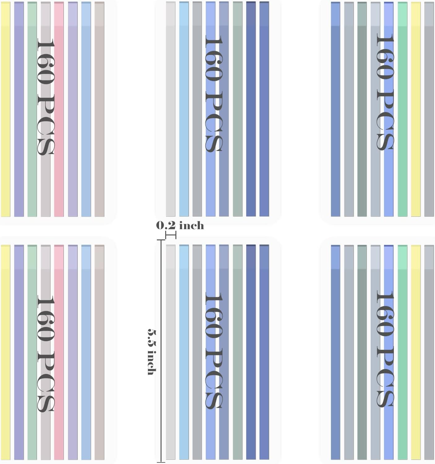 BAYTORY 960Pcs Transparent Highlighter Tape Reusable, Clear Sticky Tabs for Annotating Books, Long Highlighting Strips Page Markers Index Tabs, Sticky Notes Aesthetic Office School Supplies