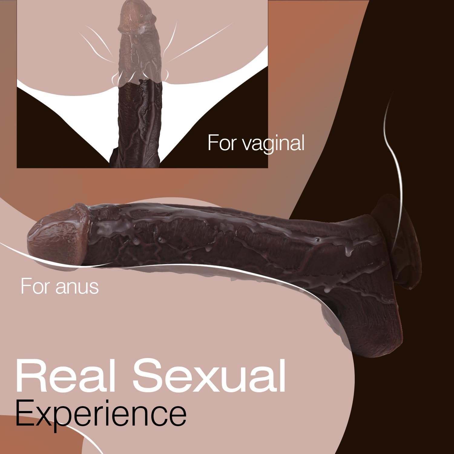 Funflick 28Cm Realistic Big Black Dildo Sex Toys, Skin-Like Huge Thick Dildo with Strong Suction Cup for Hands-Free, Lifelike Silicone Sexual Wellness Products for Vagina Anal Stimulation, Strap on Adult Toys for Women Lesbian Couple image number 2