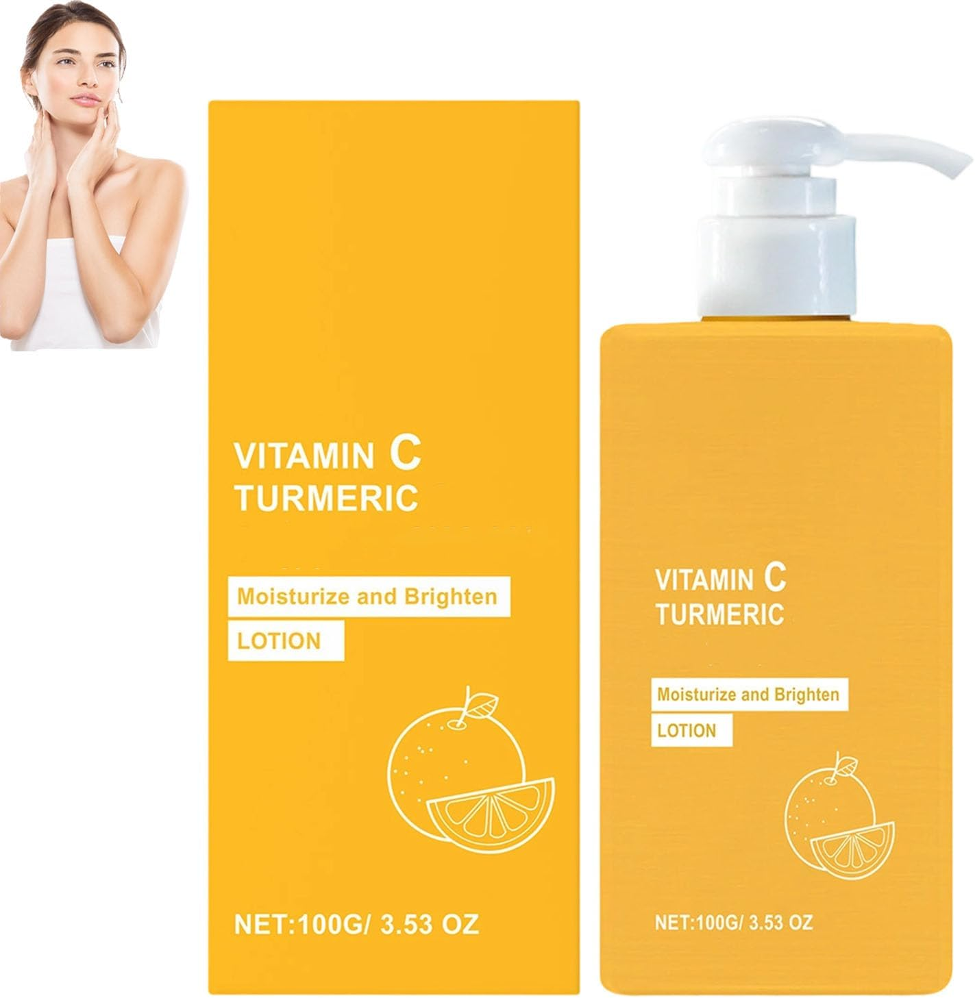 Turmeric & Vitamin C Face Body Moisturizer Lotion, Anti-Aging Firming Body Lotion for Dry Skin, Firming, Brightening, Even Skin Tone, Removing Dark Spots, All-Day Protection (2Pcs)