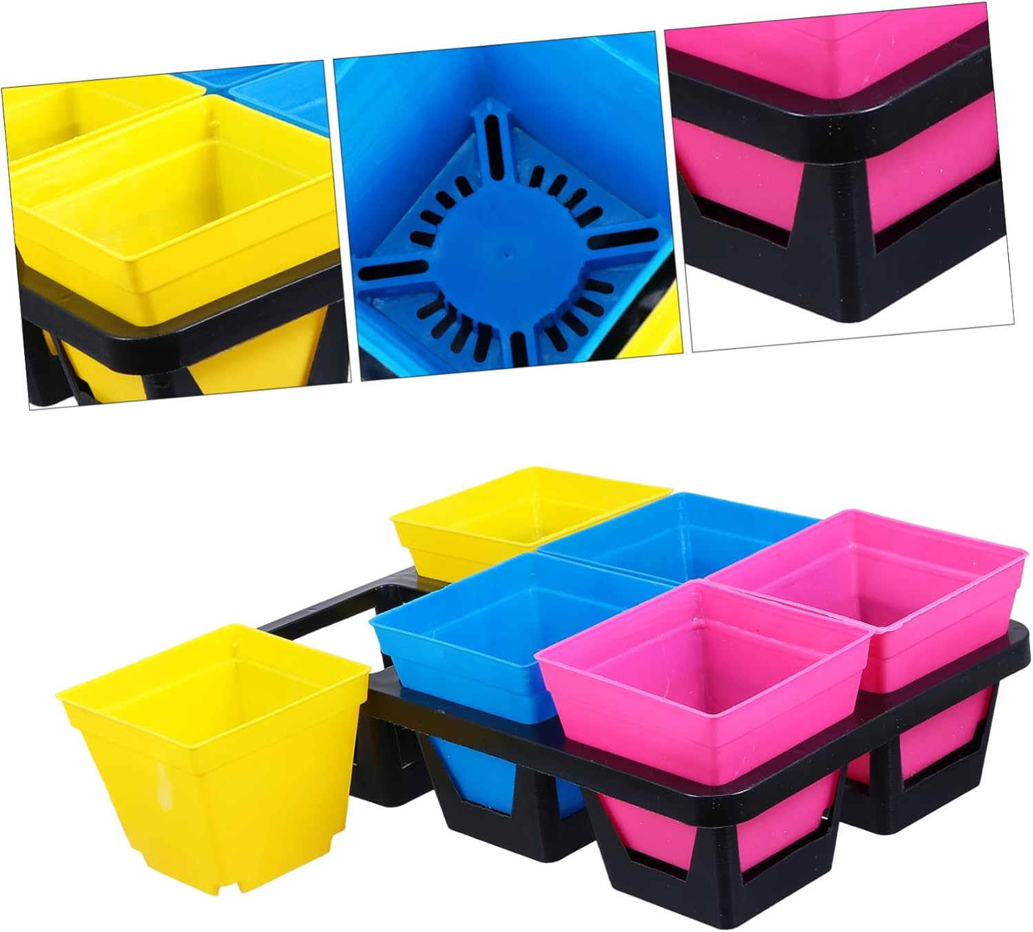 SUPVOX Plastic Seedling Dish Bracket Moving Pots for Wheatgrass Vanilla Radish Chinese Cabbage image number 2