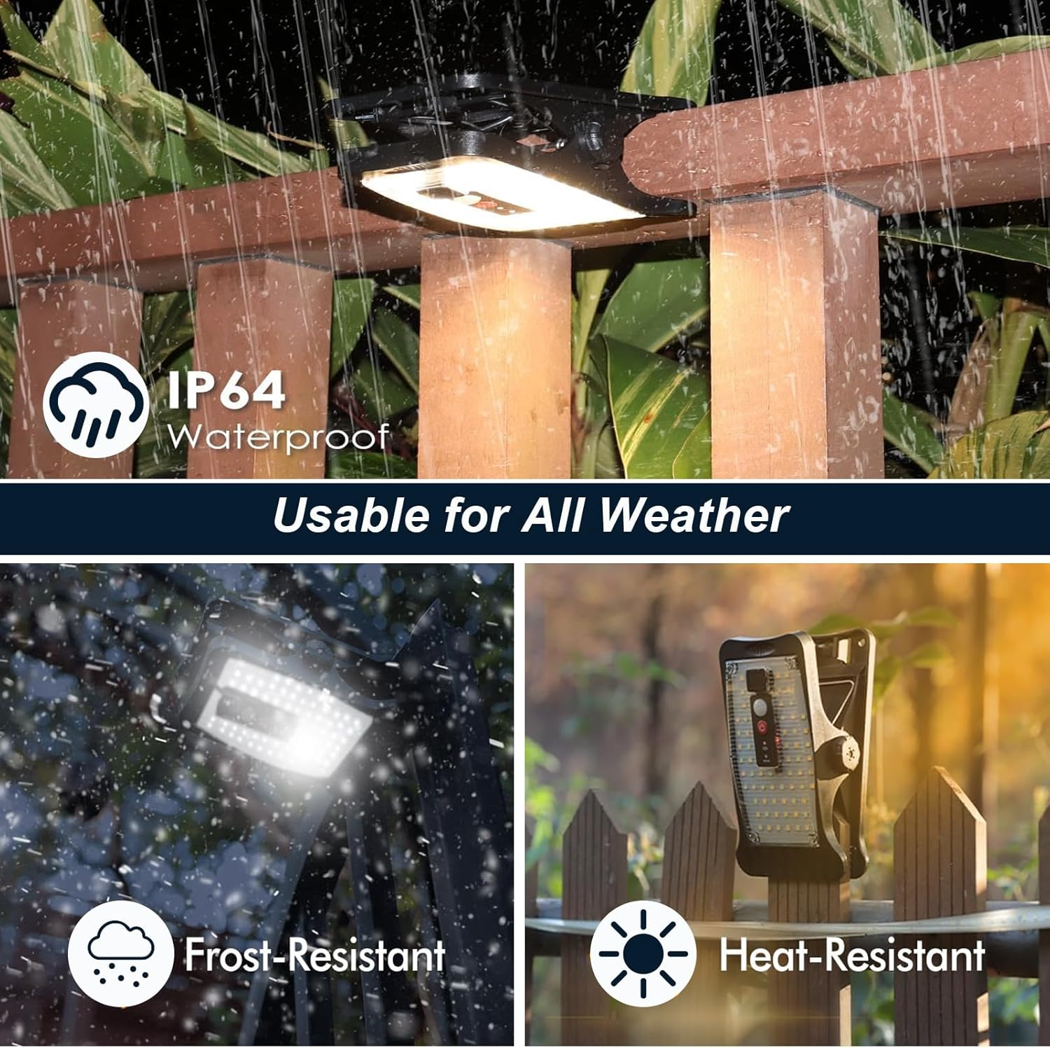 Clip on Solar Lights Outdoor with Motion Sensor, Solar Fence Lights outside Waterproof with 70 Leds, Three-Setting Lighting Modes, 3 Color Temperature, Solar Light for Fence Garage Camping (1 Pack) image number 1