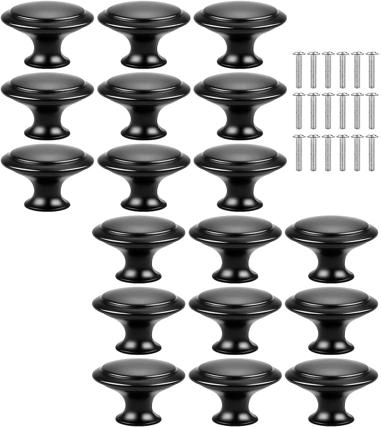 18 Pcs Black Cabinet Drawer Knobs, 1.13" Pulls and Handles with Screws, Kitchen Hardware for Dresser, Bathroom image number 1