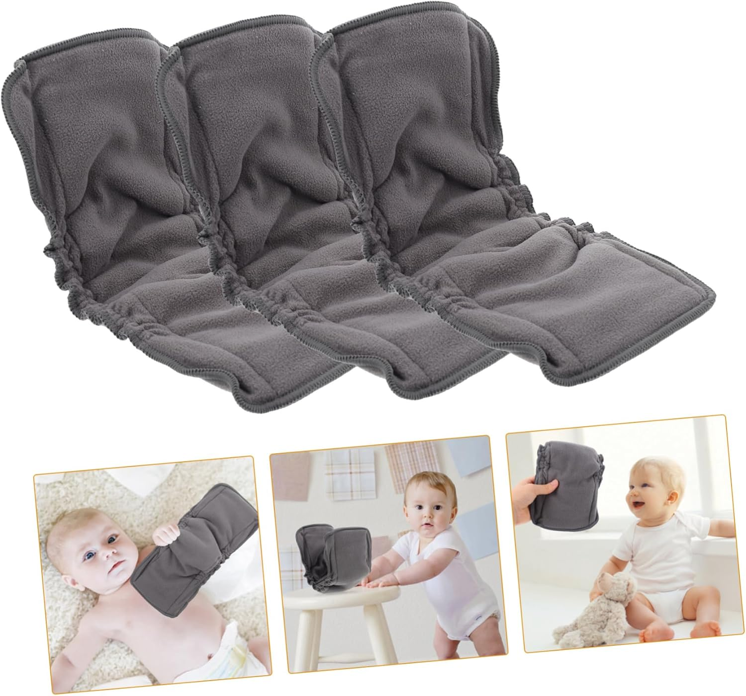 3Pcs Bamboo Charcoal Baby Diapers Reusable Cloth Diaper Inserts for Newborns Breathable and Comfortable Waterproof Nappy Liners image number 5