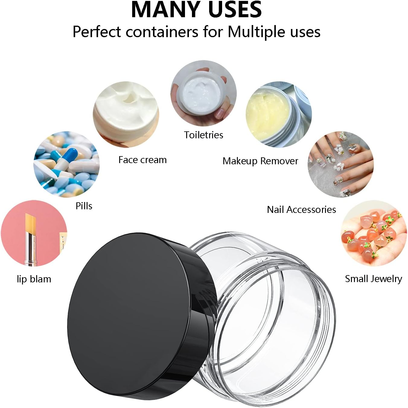 Travel Containers for Toiletries, Plastic Travel Size TSA Approved Containers with Lids, Leak-Proof Travel Essentials Jars for Cosmetics Moisturizer Creams Lotion (6 Pieces)