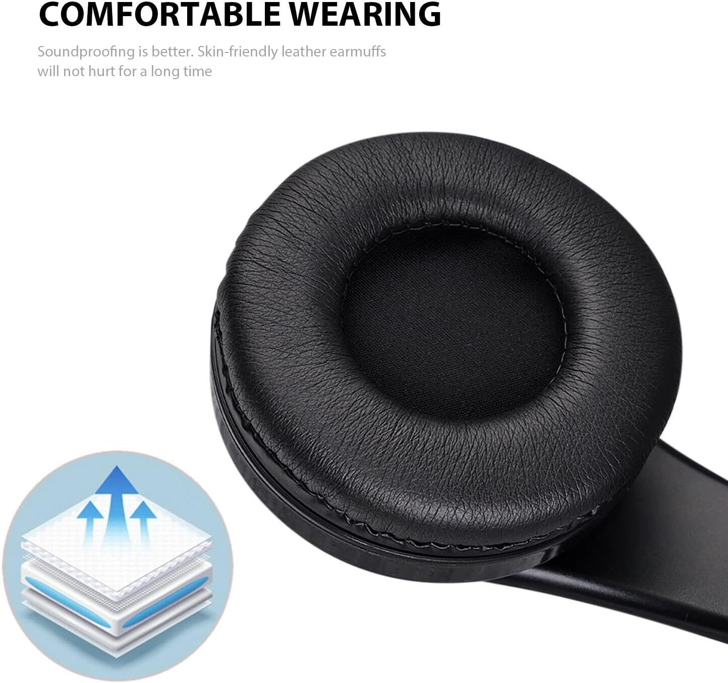 Bluetooth 5.0 Wireless Stereo Headphones Earphones (Black) image number 4