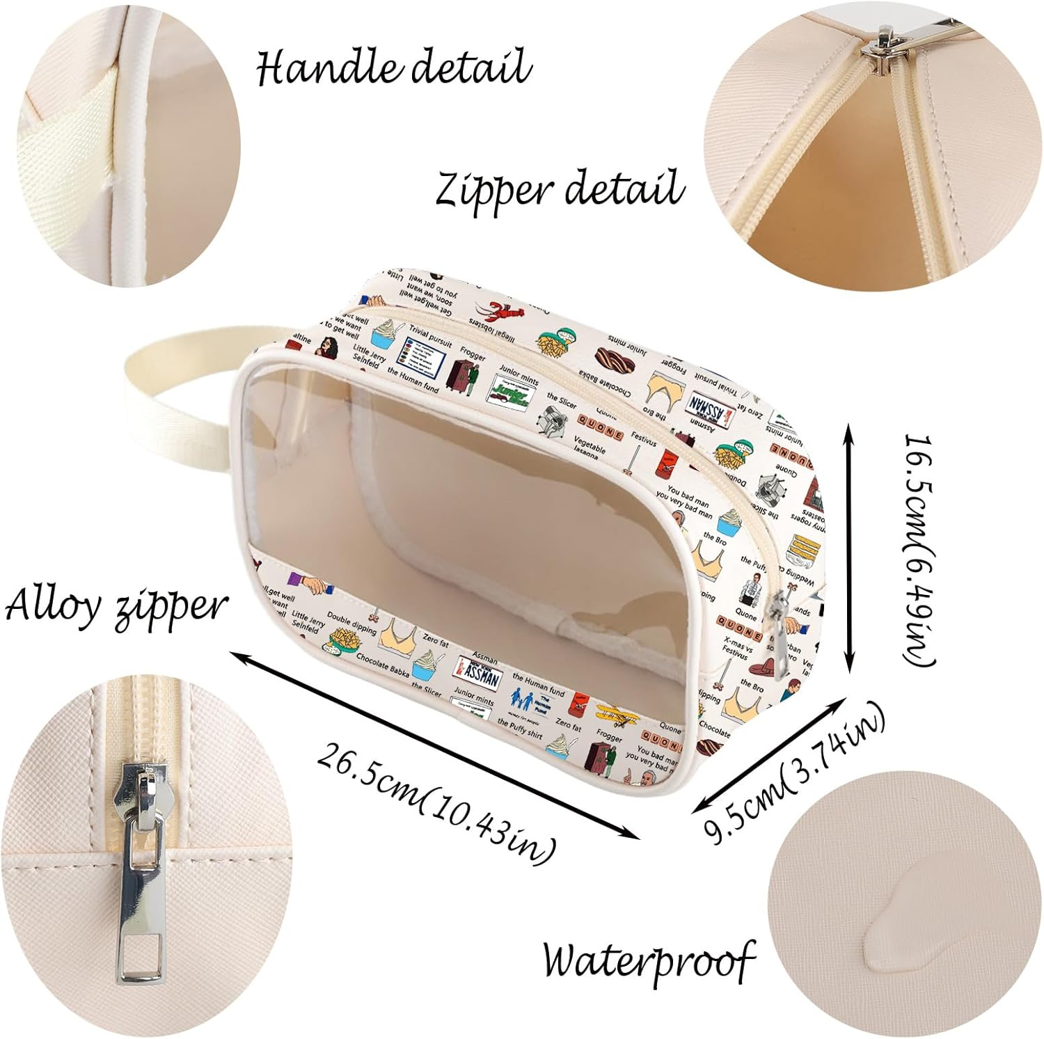 MNIGIU TV Show Merchandise Jerry Lover Gift Jerry Fan Gift TV Series Clear Makeup Zipper Pouch, Sein Clear Bag image number 3