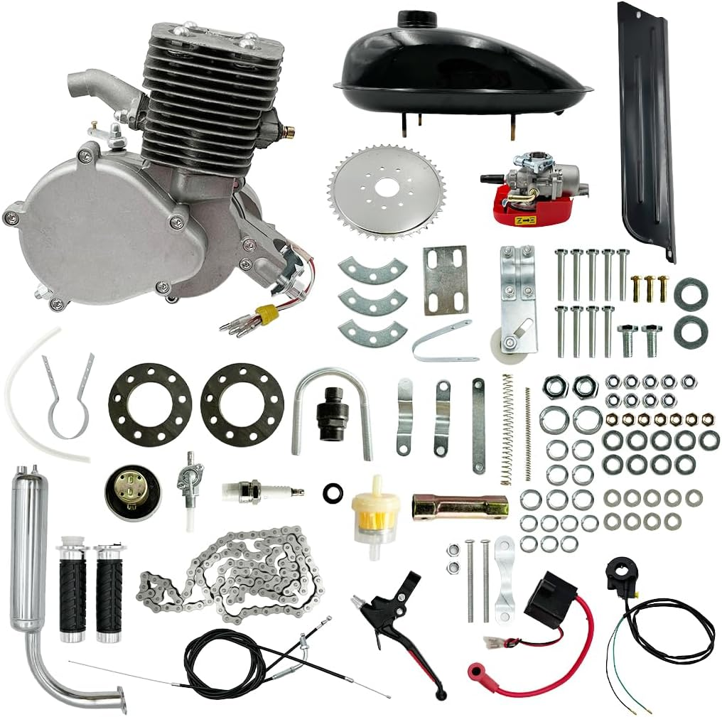 PORIYA 100Cc 2 Stroke Engine Motor Kit for 26"/28" Bicycles High Performance Low Noise Complete Accessories, Transform Your Bike to Gas Powered with 55-60KM/H Top Speed Electric Bicycle Accessories image number 5