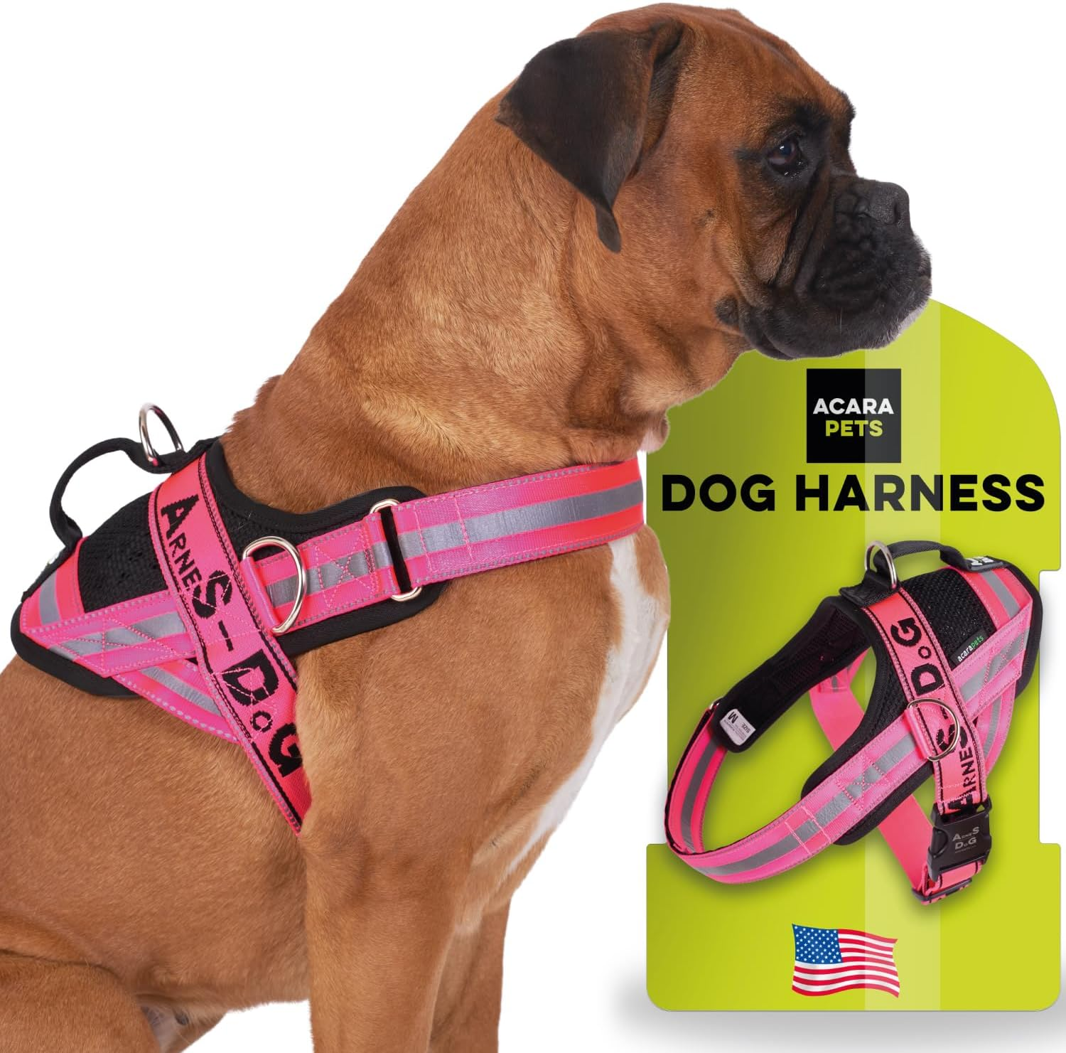 Dog Harness with 3 Metal Ring Anchors to Hold Your Dog&rsquo;S Chest or Thorax and Not Suffocate Its Neck. Attaches Easily with a Single Quick Release. (Pink, M)