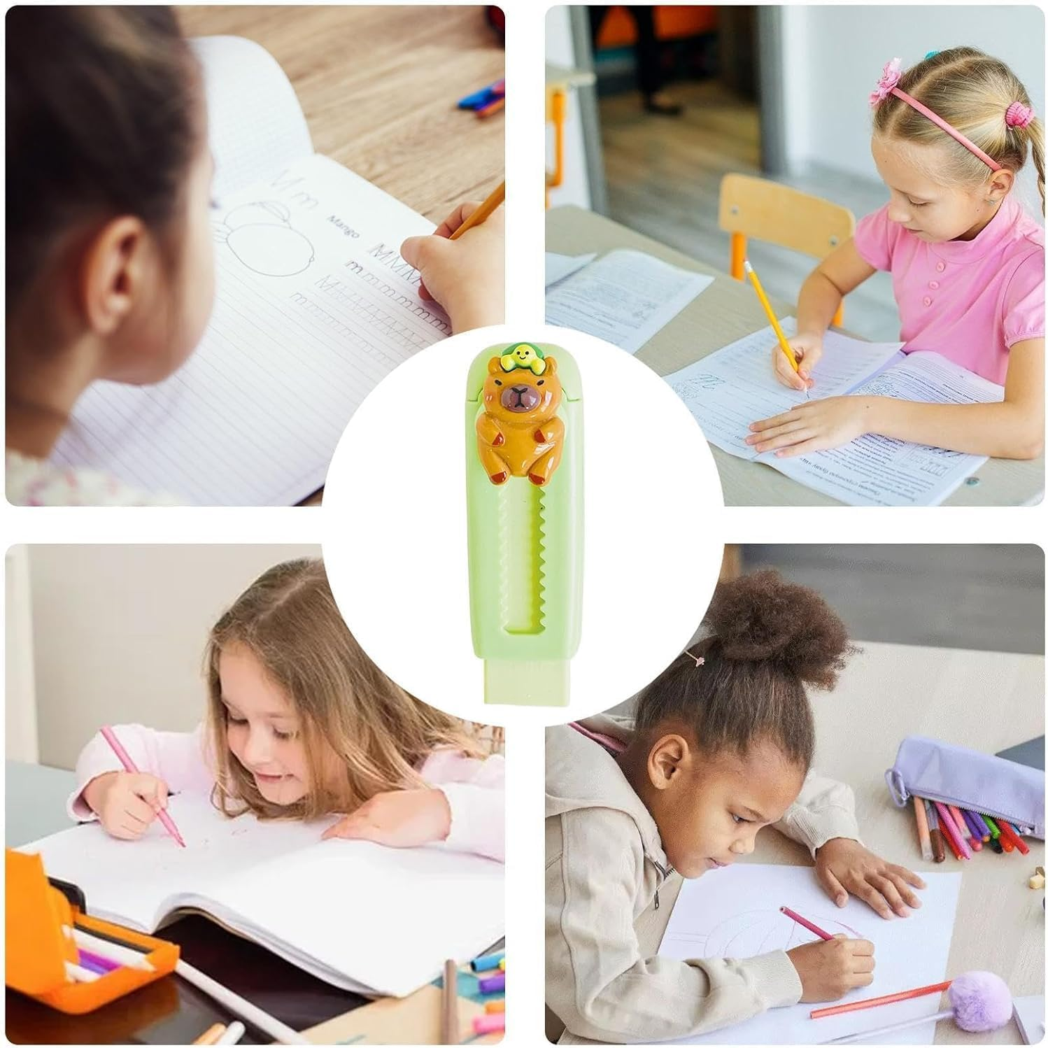 5 Pack Cute Capy-Bara Retractable Push Erasers,Pull Erasers,Ideal Stationery for Capy-Bara Lovers image number 2