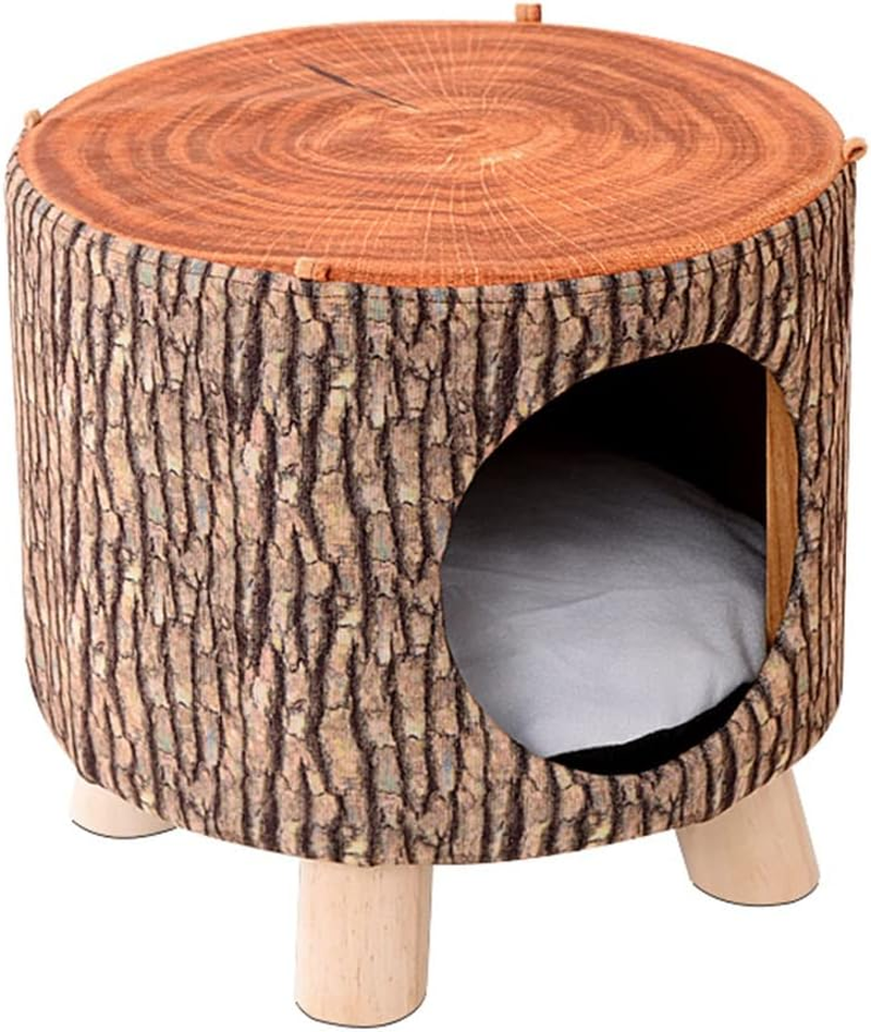 Indoor Cat Litter Stool Enclosed Cat Litter Cat Bed Four-Season Pet Litter(Color:Brown)