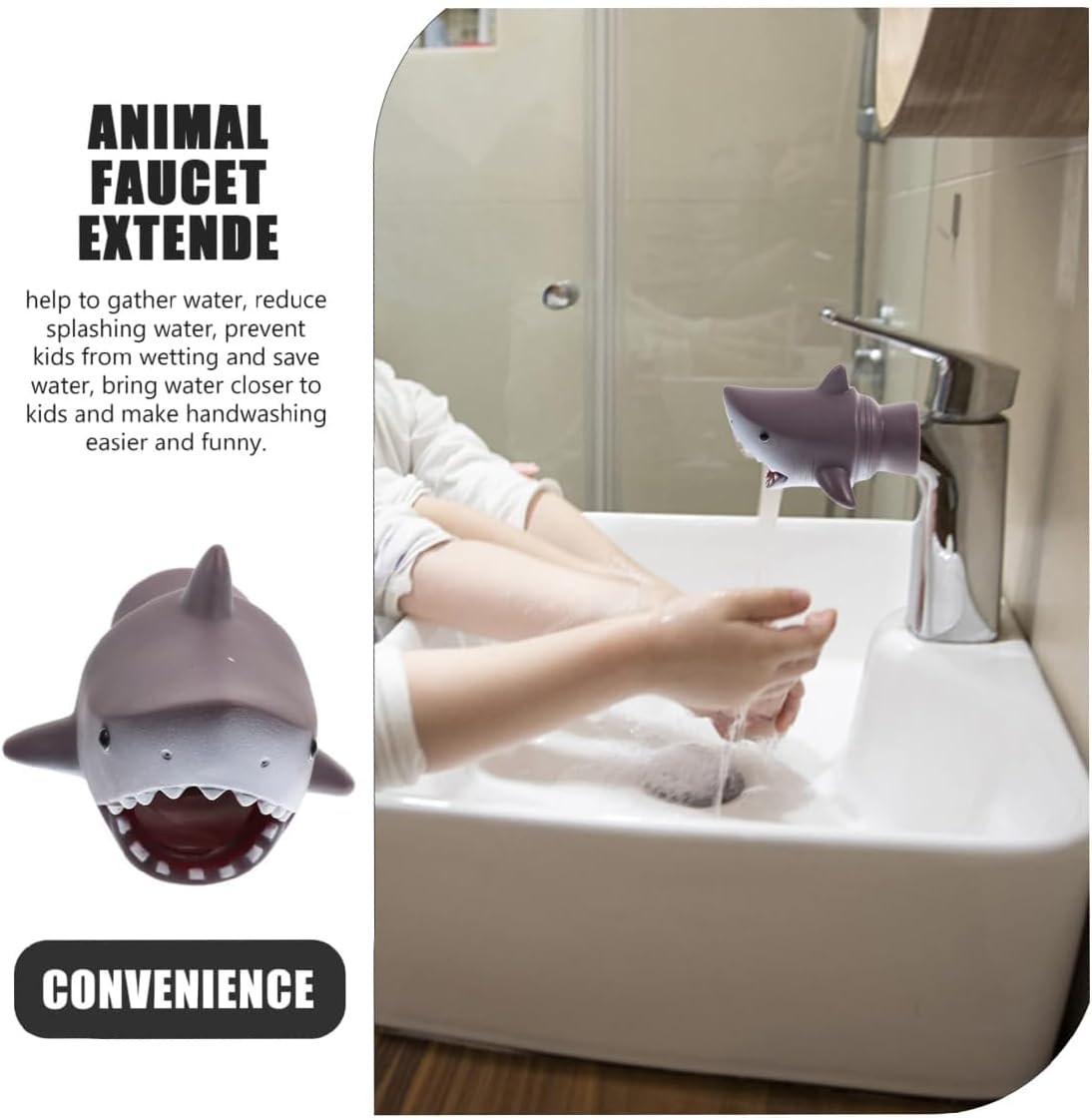 Faucet Extender Bath Spout Cover, Bathroom Bathtub Fun & Safety (Shark) image number 6