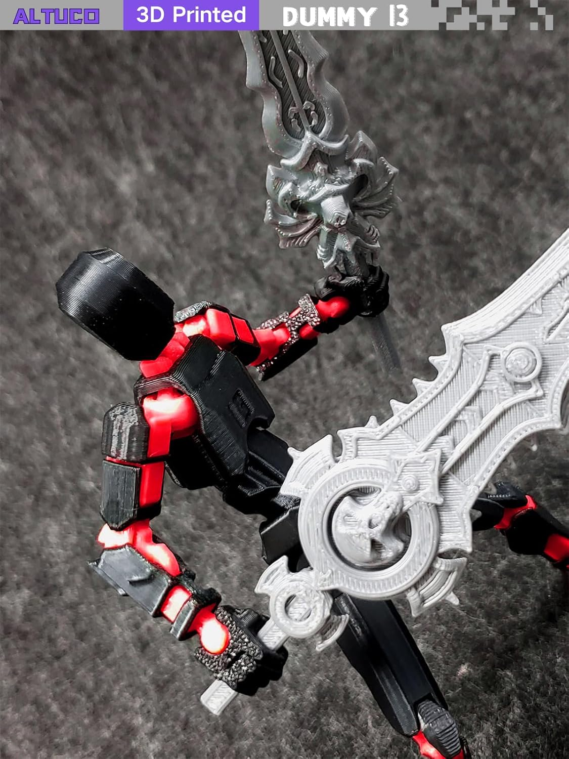 (Assembly Completed) T13 Action Figure with Multiple Accessories,5.5 Inch 3D Printed Multi-Jointed Movable Red Dummy 13 Figure image number 5