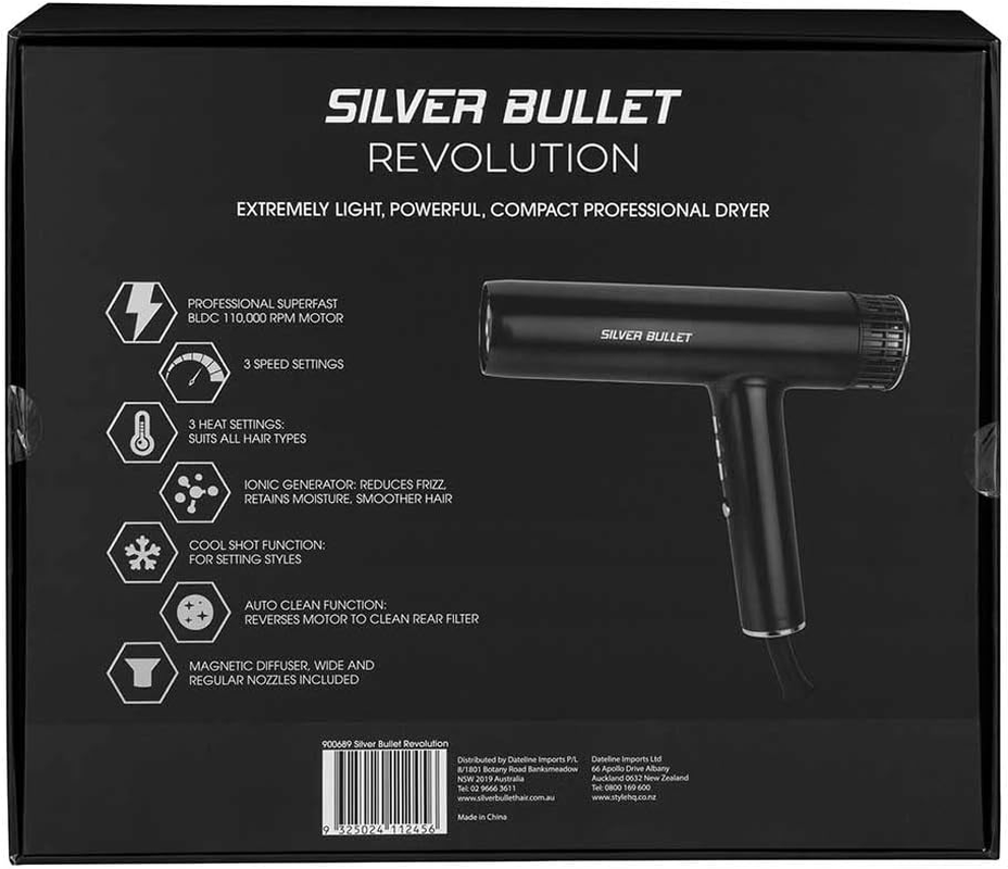Silver Bullet Revolution Professional Hair Dryer, Black image number 4
