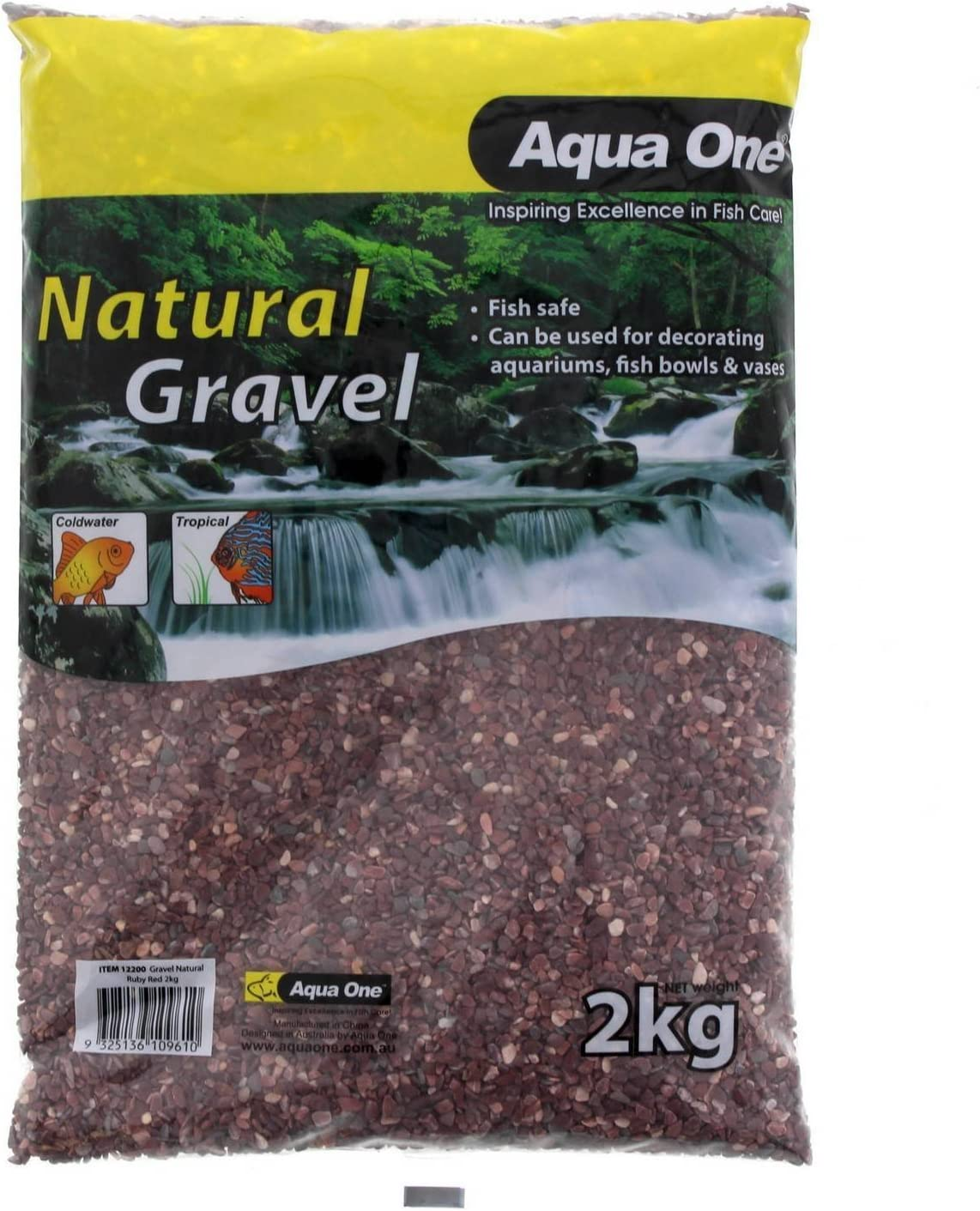 Aquarium Decorative Gravel Natural Ruby Red 2Kg Fish Tank 12200 Aqua One Rocks
