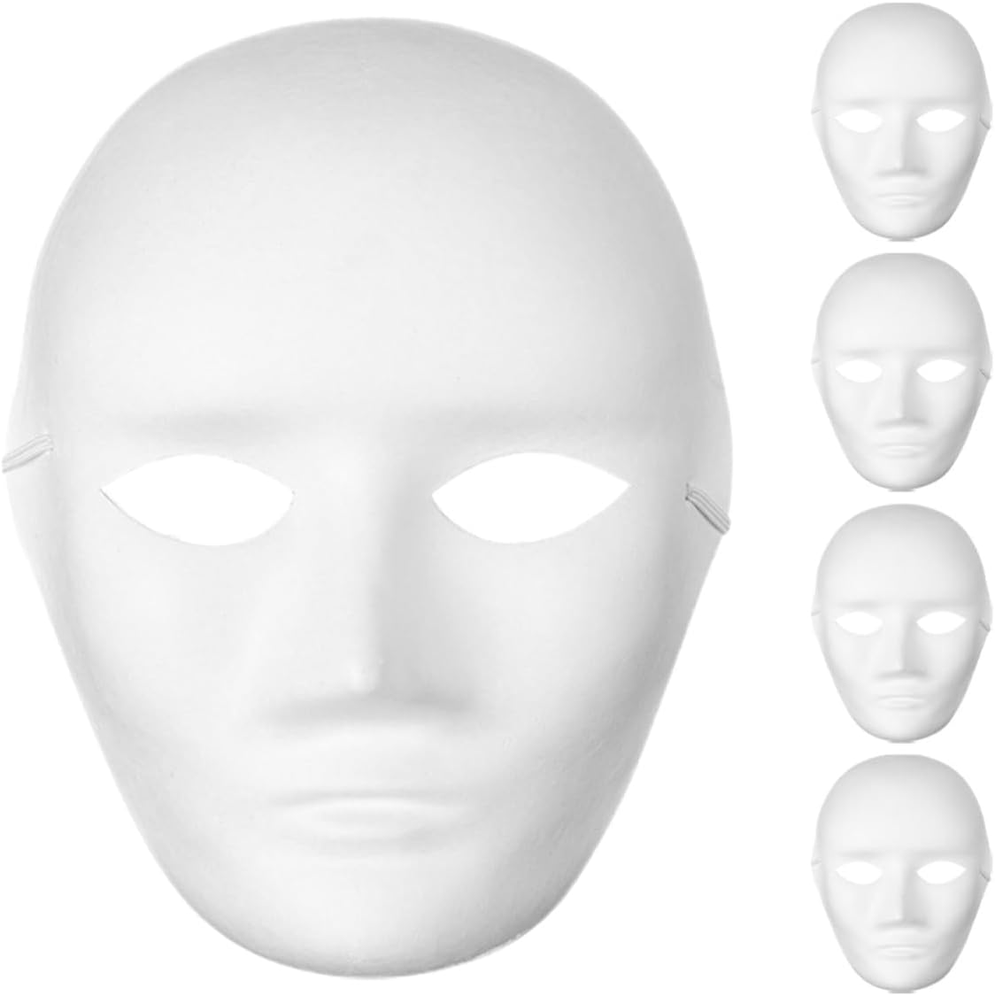 PACKOVE 5Pcs White Craft Masks for Boy Girl Paintable Blank Masquerade Masks for Creative Fun Comfortable and Lightweight Design for Parties Group Activities and Artistic Expression image number 1