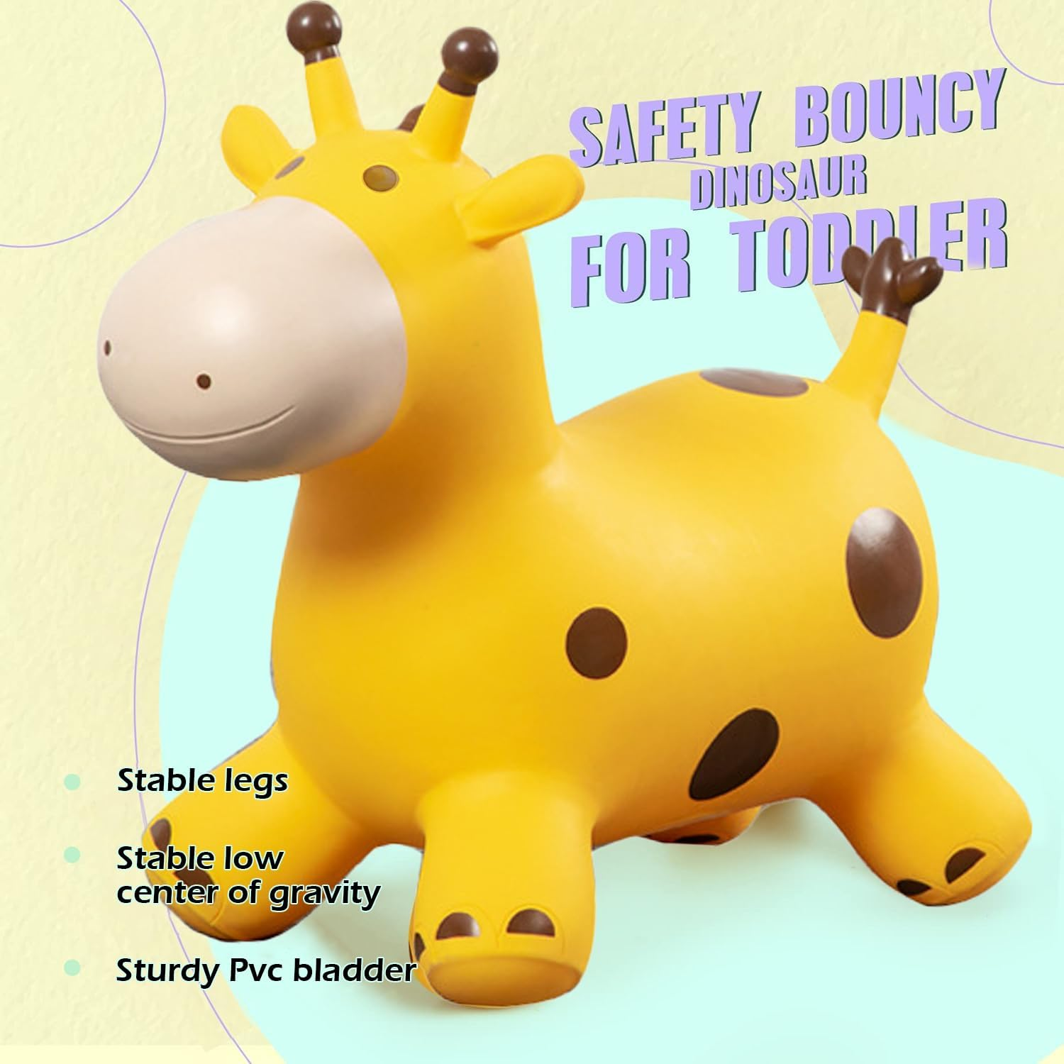 Giraffe Bouncy Horse Hopper - Inflatable Animals Ride-On Bouncer for Toddlers, Fun Hopping Toy for Kids Ages 2 Years+ Boys and Girls image number 4