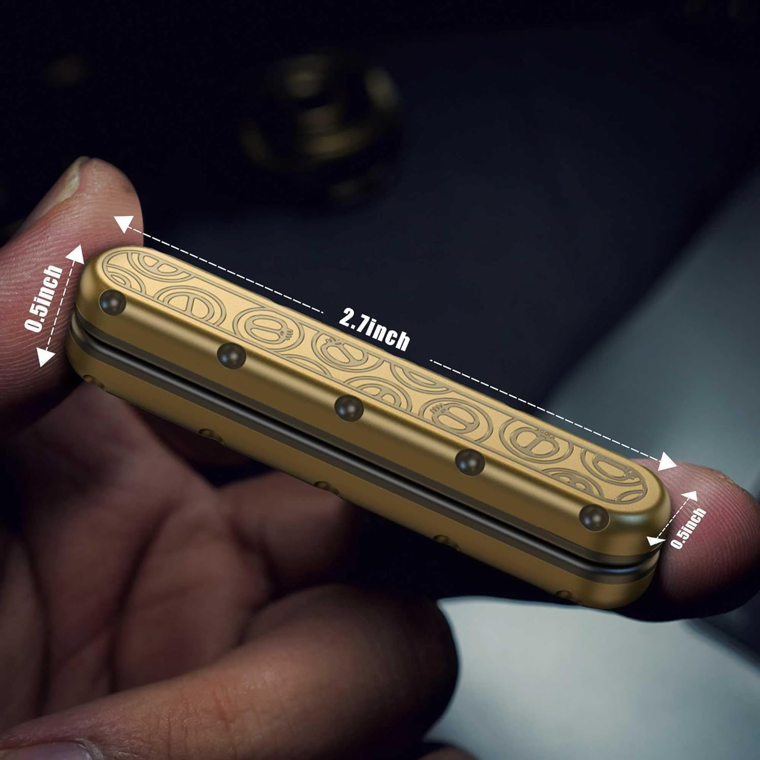 B-Qtech EDC Metal Fidget Slider, Fidget Spinner Toys Metal Slider Push Rod Decompression Card, Sensory Toy for Autism and Hyperactivity Disorder, Adult Office Desk Toy image number 5