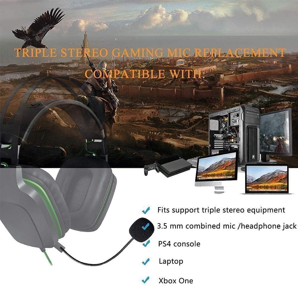 Wpppan Headset Microphone 3.5Mm Plug, Black Headset Microphone Adjustable 360 Degrees Bendable Jack Headphone Controller Z5A5 Combined, 3.5Mm Game Gaming Mic to Mic Headsets Accessories image number 1