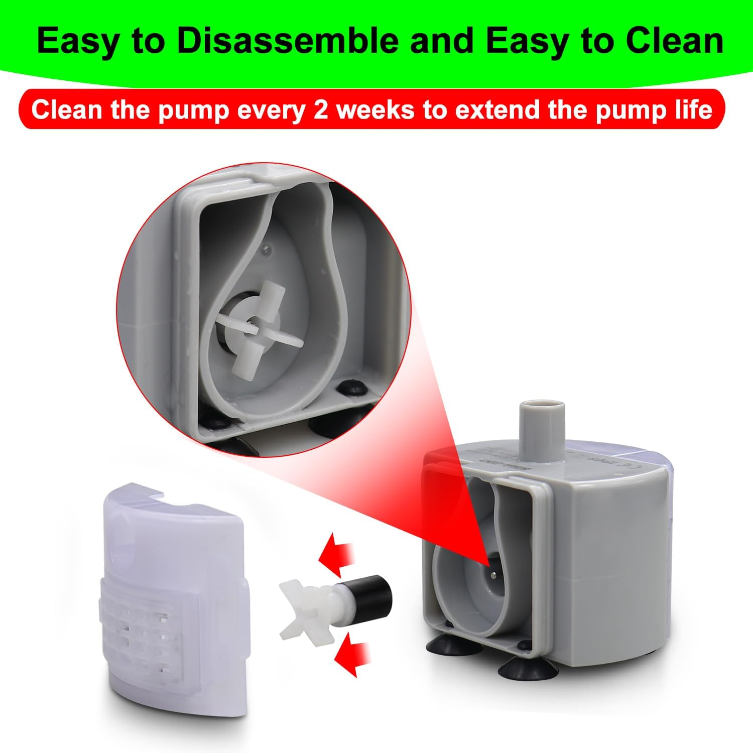 Cat Water Fountain Pump,Cat Fountain Pump Replacement SMA-800 Submersible Motor, Pet Water Fountain Pump for Stainless Steel Pet Water Dispenser image number 3