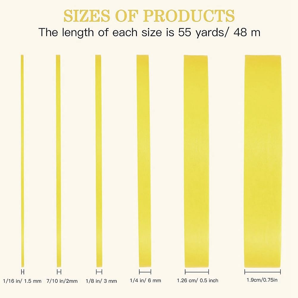 12 Rolls Fine Line Tape 1/16,7/10,1/8,1/4,1/2,3/4 Inch X 55Yard, Fineline Masking Tape, Painters Automotive Masking Tape image number 3