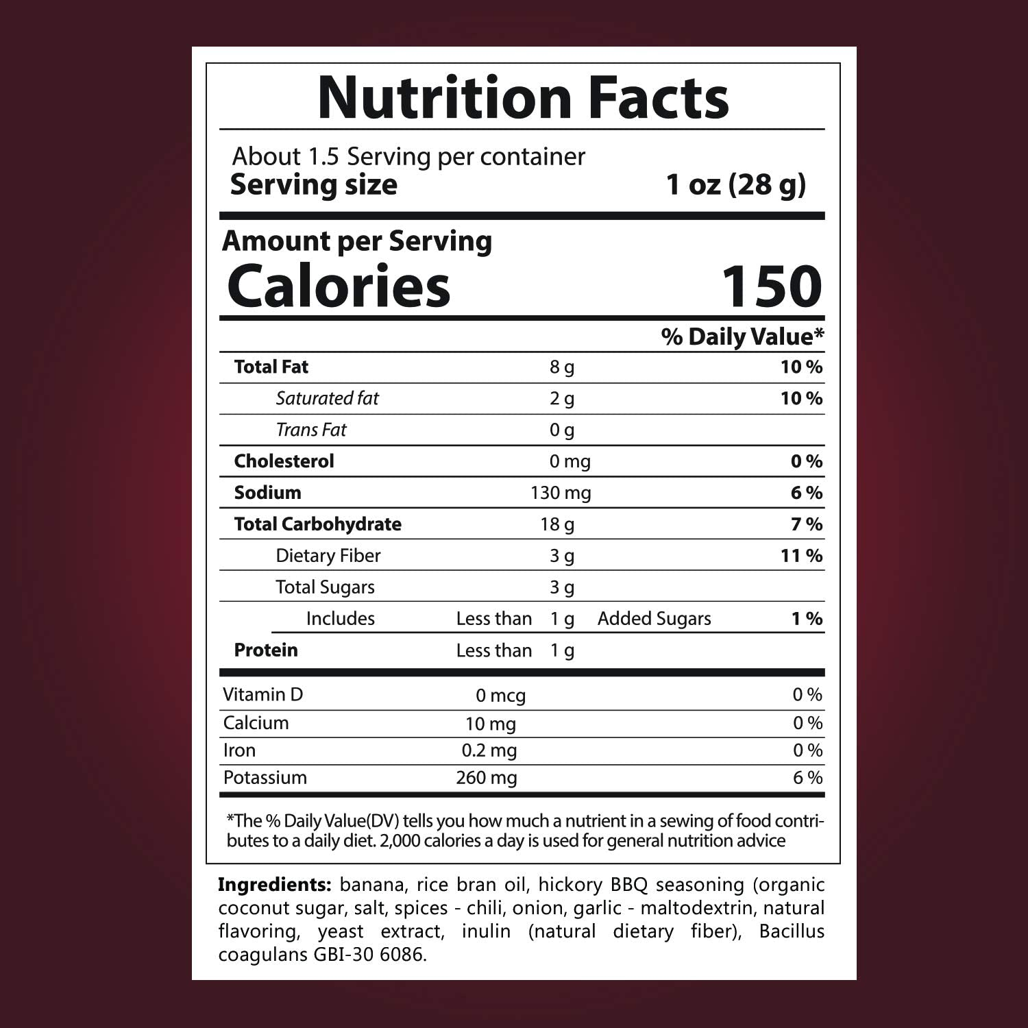 Banana Joe Banana Chips Hickory BBQ, 6 X 46.8 G image number 3