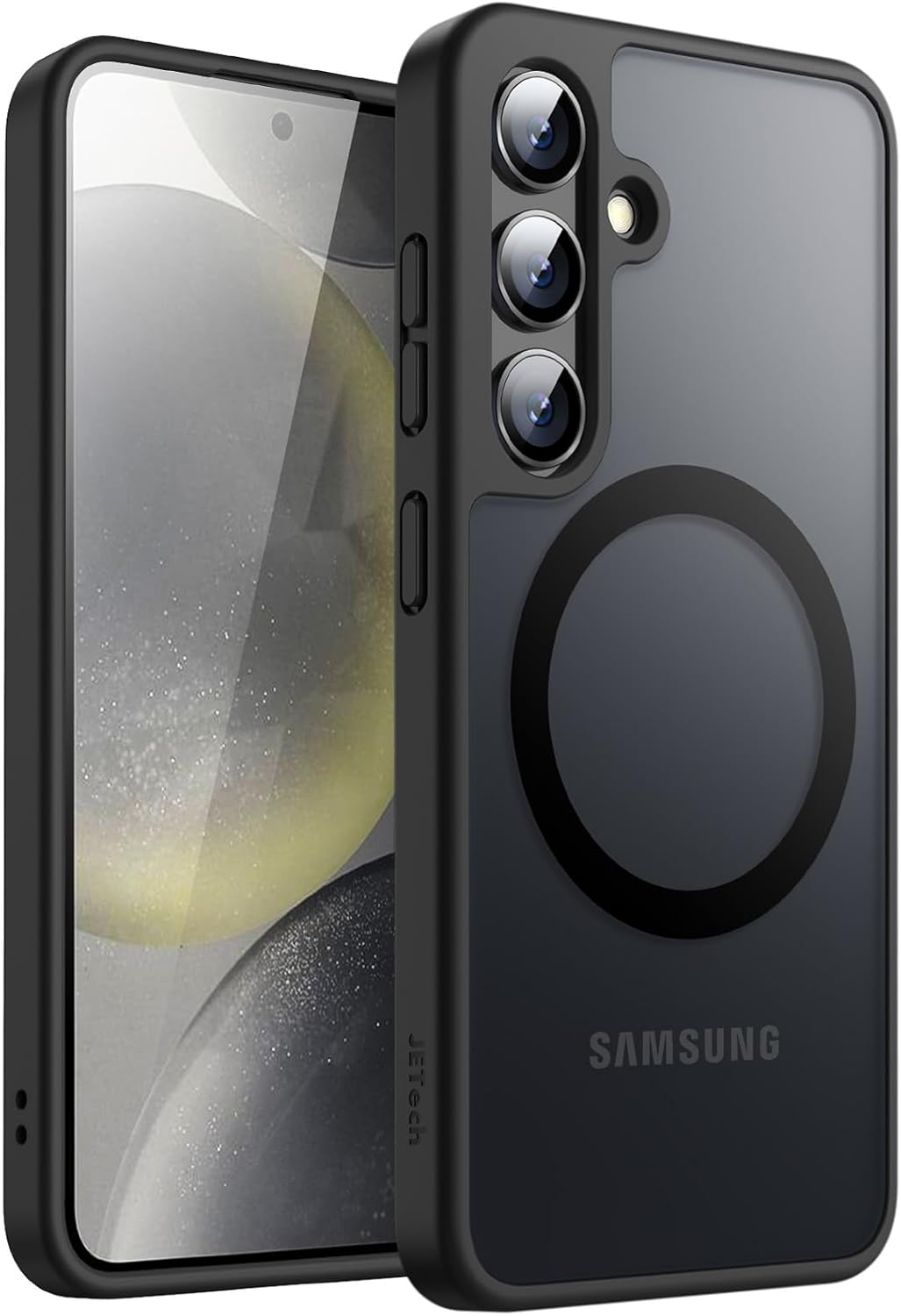 Jetech Magnetic Case for Samsung Galaxy S24 5G, Compatible with Magsafe, Translucent Matte Back Shockproof Phone Cover (Black)