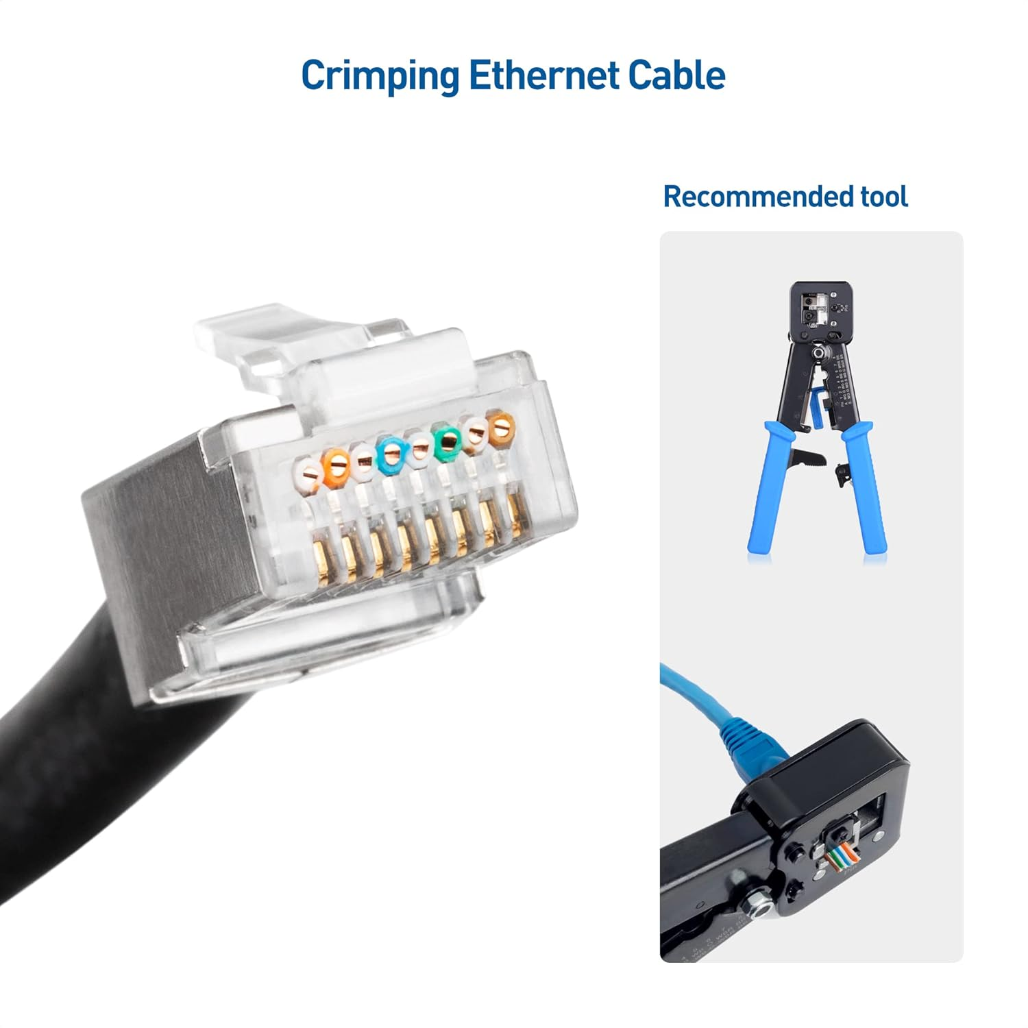 Cable Matters 100-Pack Cat 6A Shielded Pass through RJ45 Connectors (Cat 6A Ends / Cat6A Connector / RJ45 Modular Plugs/Ethernet Plugs/Network Connector) for Solid or Stranded S/FTP Ethernet Cable image number 1
